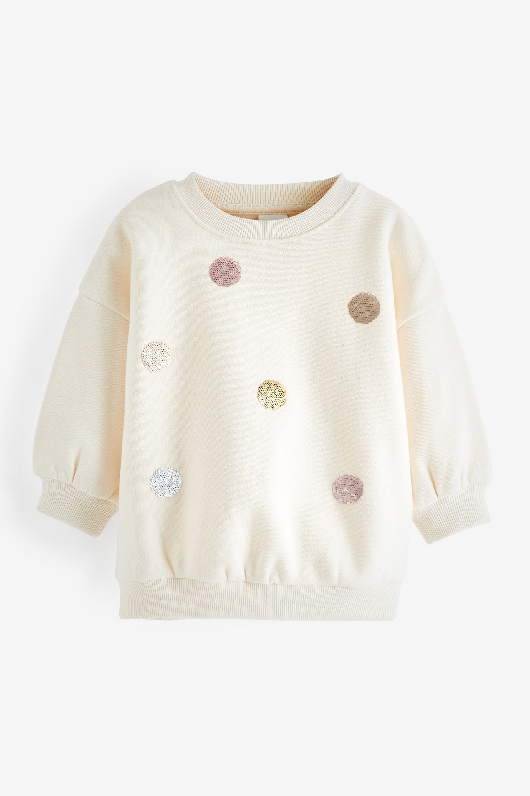 Ecru Cream Sequin Star Crew Sweatshirt (3mths-7yrs)