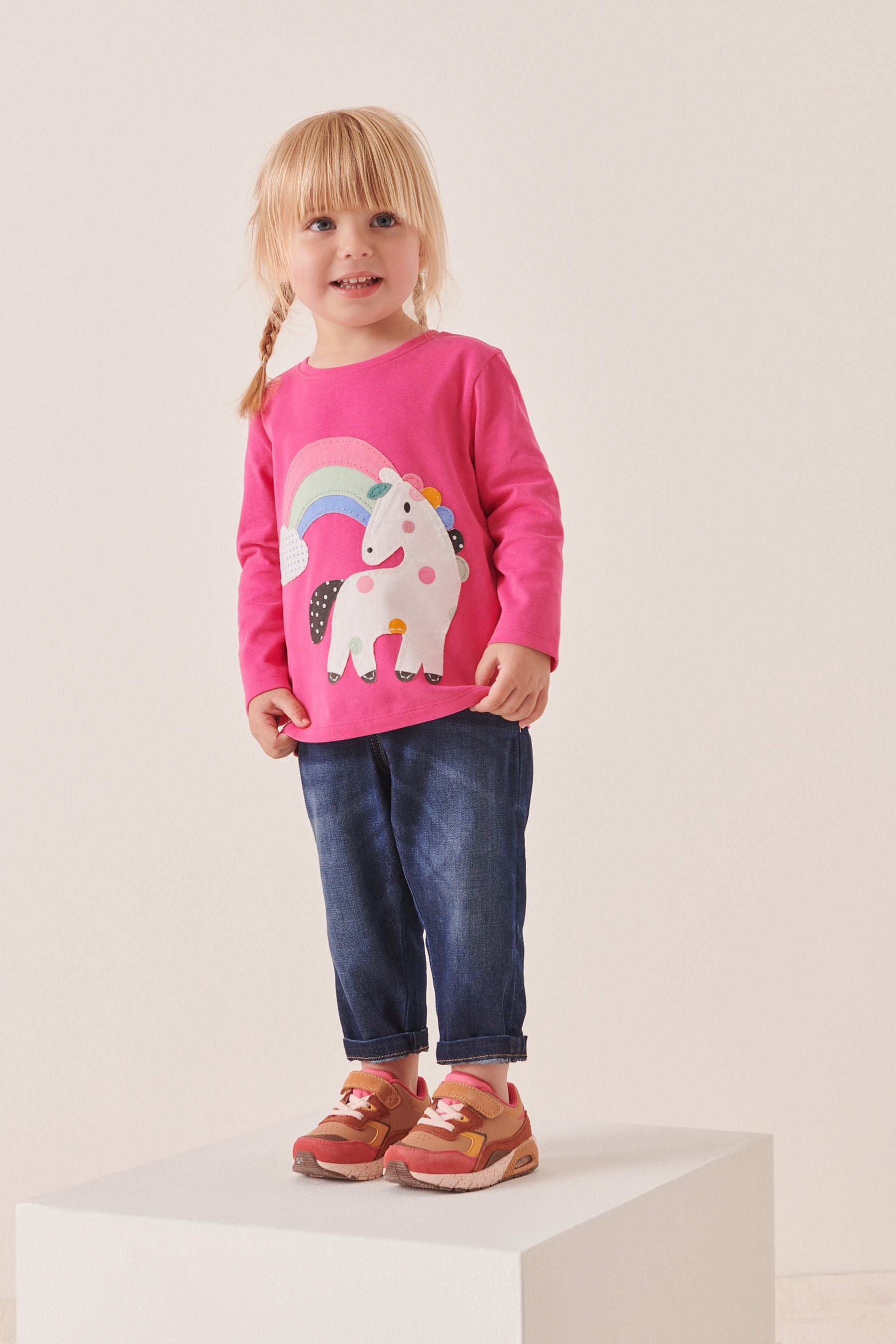 Bright Pink Unicorn Long Sleeve Character T-Shirt (3mths-7yrs)