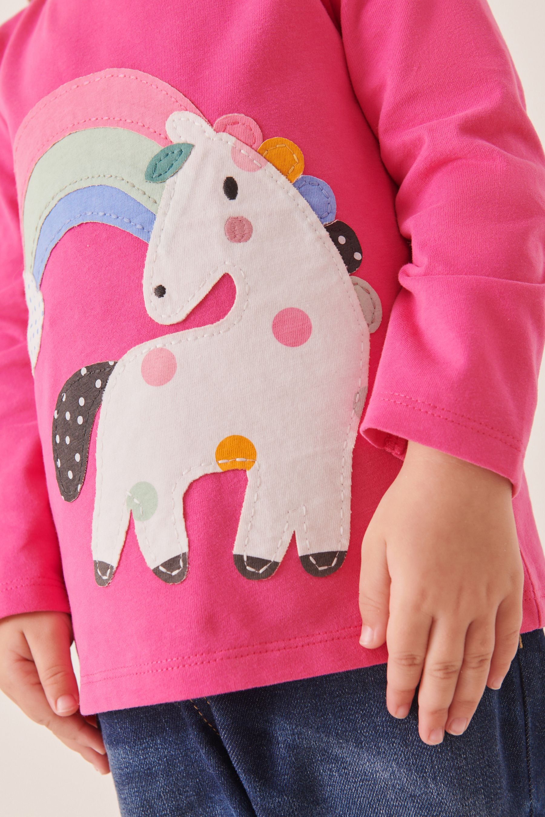 Bright Pink Unicorn Long Sleeve Character T-Shirt (3mths-7yrs)