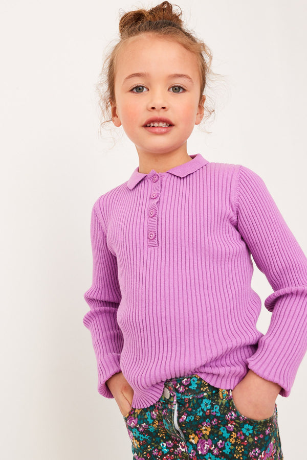 Lilac Purple Polo Neck Jumper (3-16yrs)