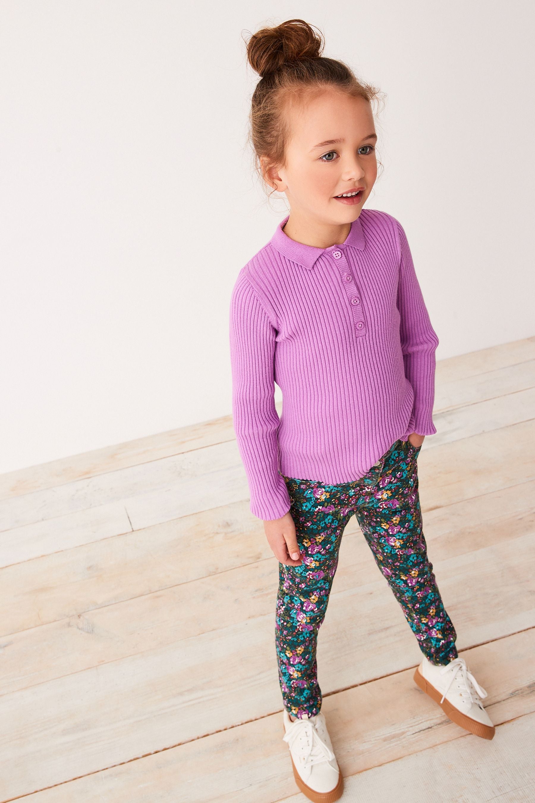 Lilac Purple Polo Neck Jumper (3-16yrs)