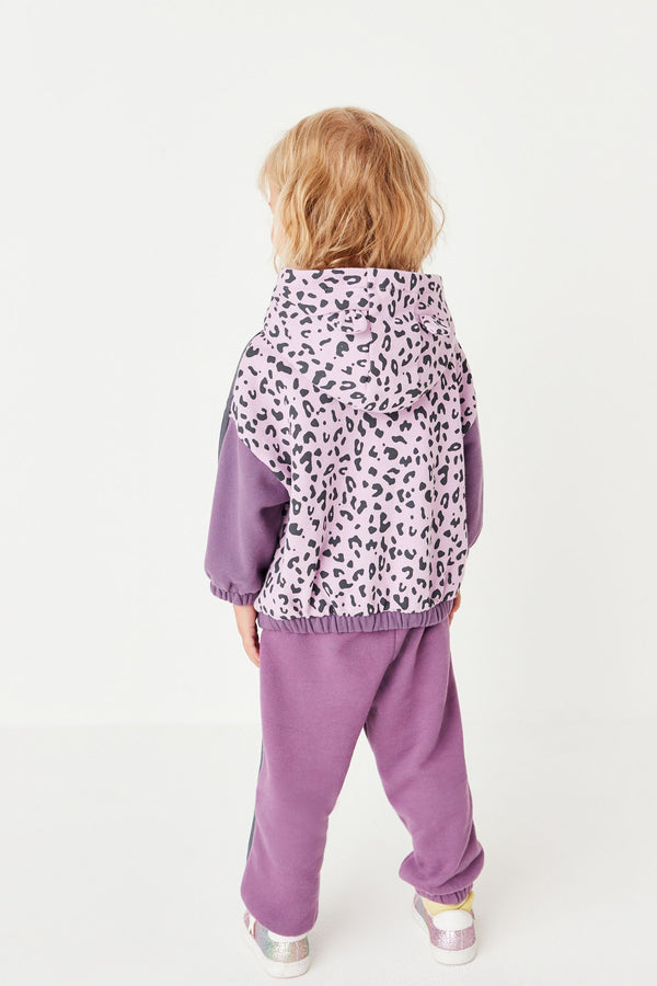 Purple Animal Print Hoodie And Joggers Set (3mths-7yrs)