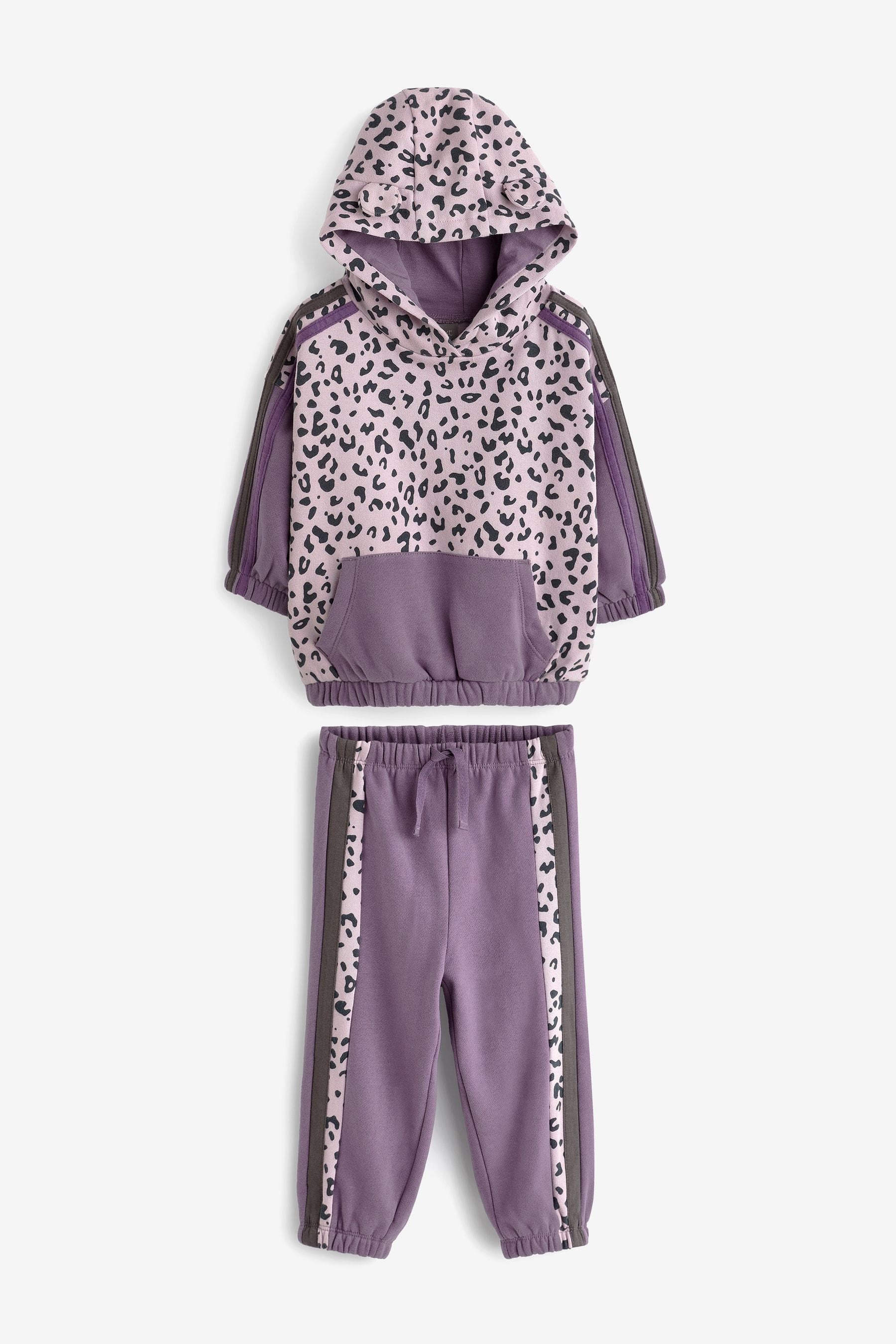 Purple Animal Print Hoodie And Joggers Set (3mths-7yrs)