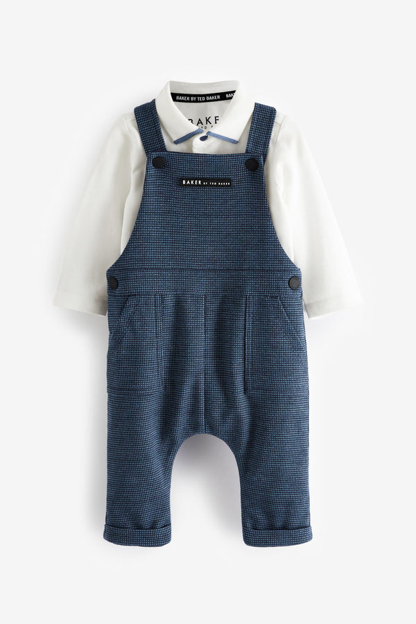 Navy Baker by Ted Baker Navy Polo Bodysuit And Dungarees Set