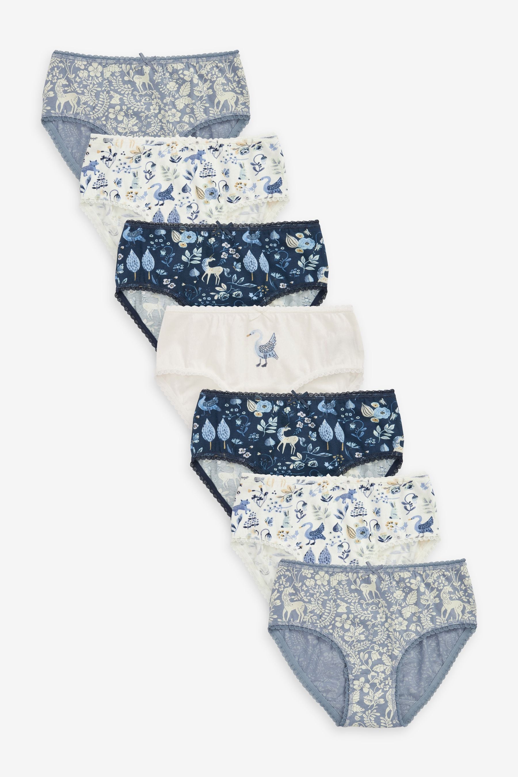 Blue/White Floral Character 7 Pack Briefs (1.5-16yrs)