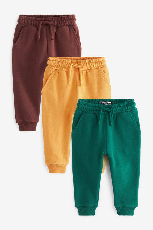 Berry/Green/Ochre 3 Pack Soft Touch Joggers (3mths-7yrs)