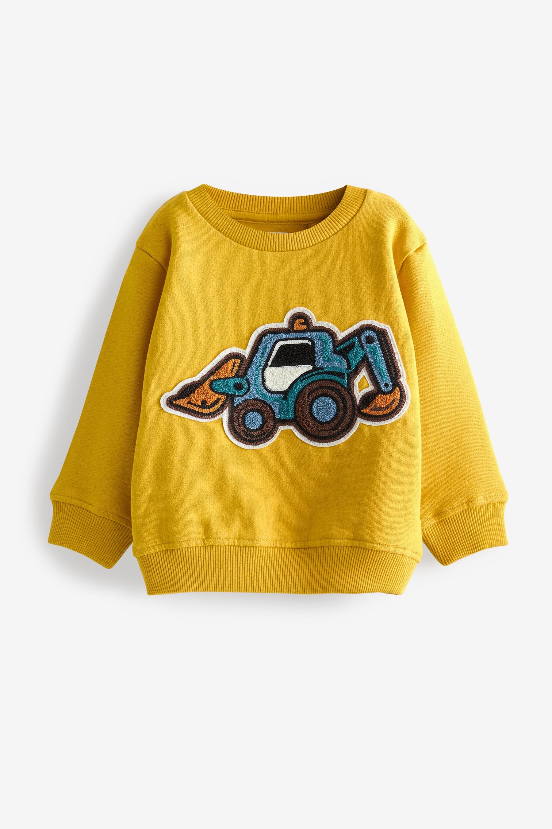 Ochre Yellow Digger Boucl Crew Neck Sweatshirt (3mths-7yrs)