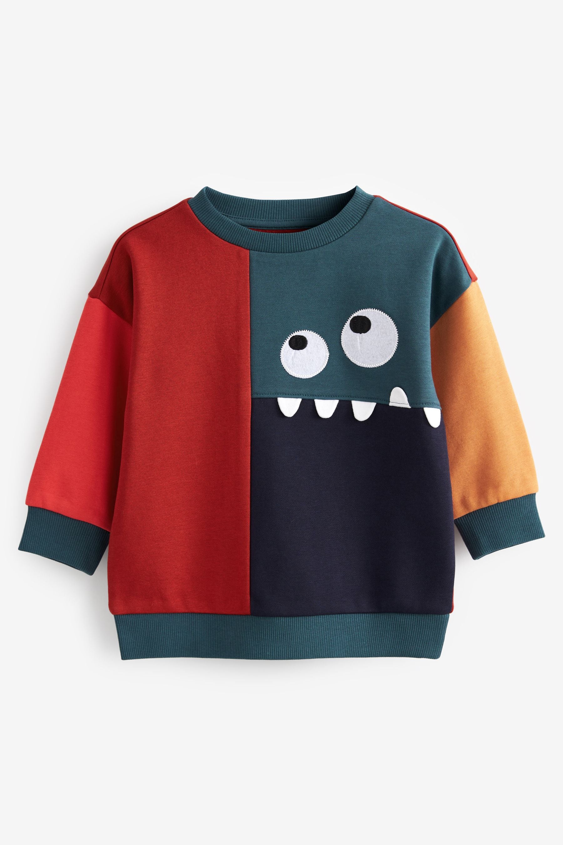 Navy Blue/Red Monster Colourblock Crew Neck (3mths-7yrs)