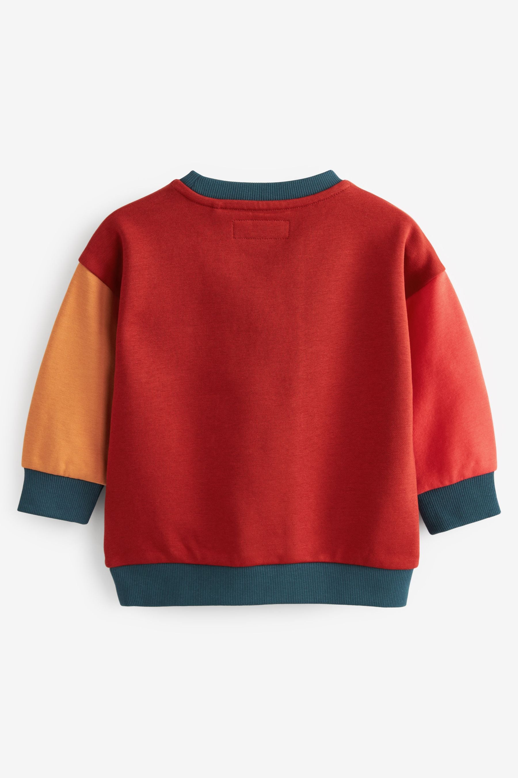 Navy Blue/Red Monster Colourblock Crew Neck (3mths-7yrs)