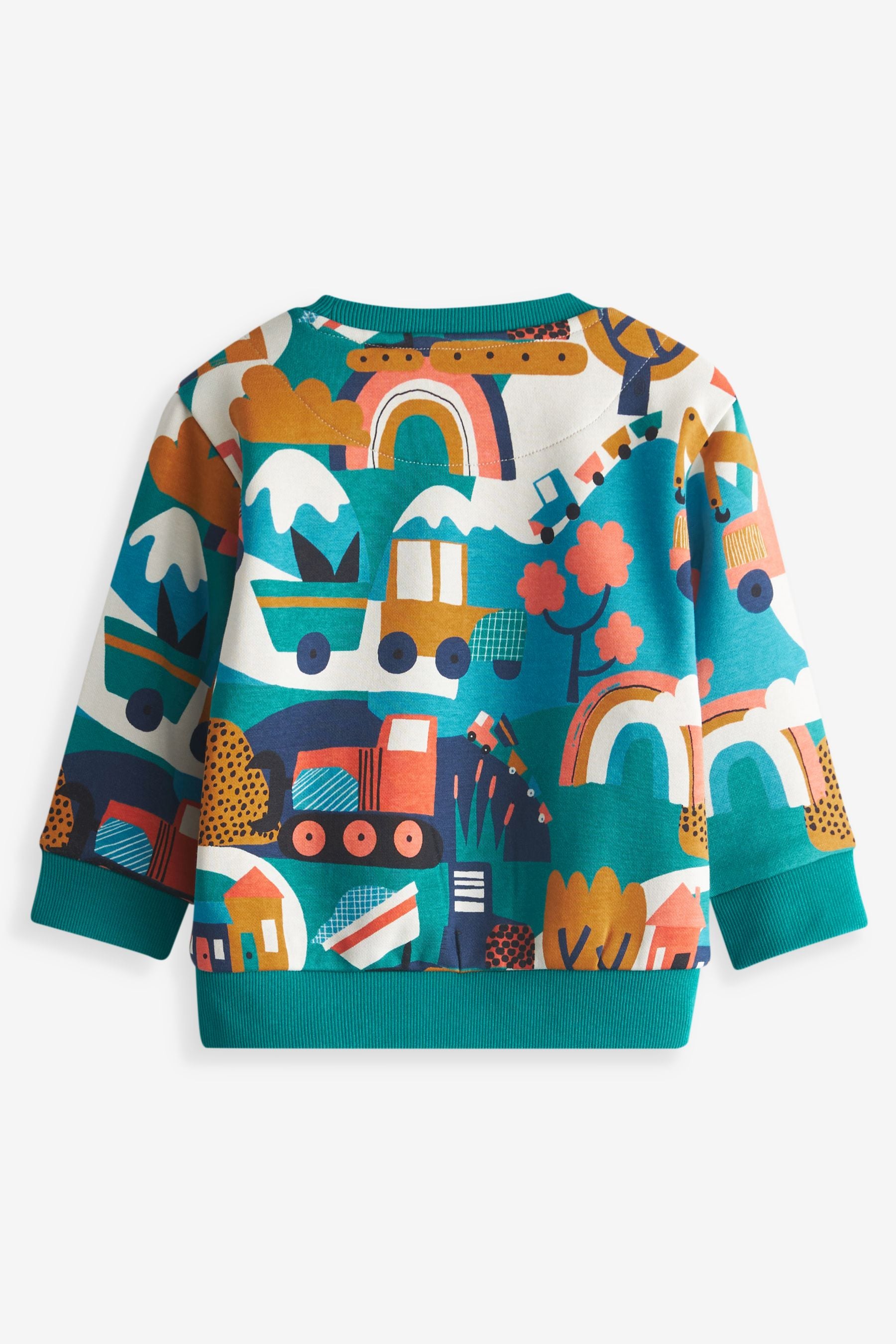 Multi Rainbow Vehicle All Over Print Jersey Sweat Top (3mths-7yrs)