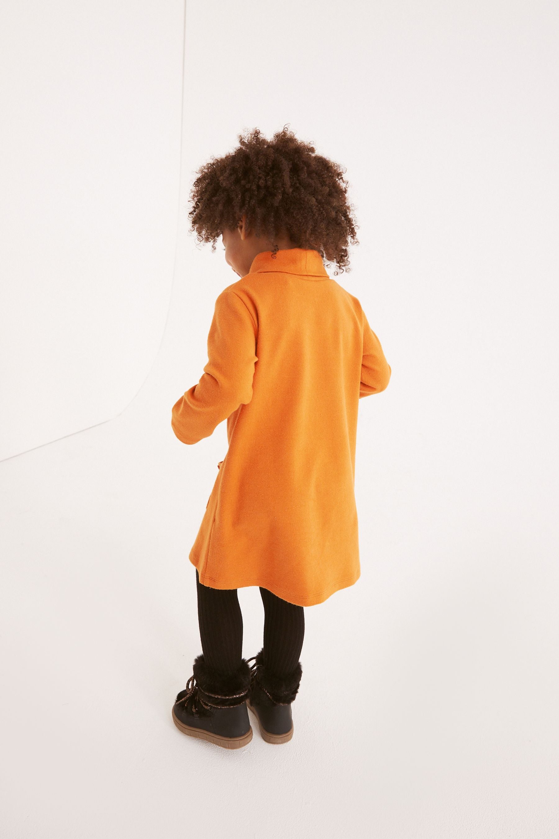 Ochre Yellow Roll Neck Dress (3mths-7yrs)