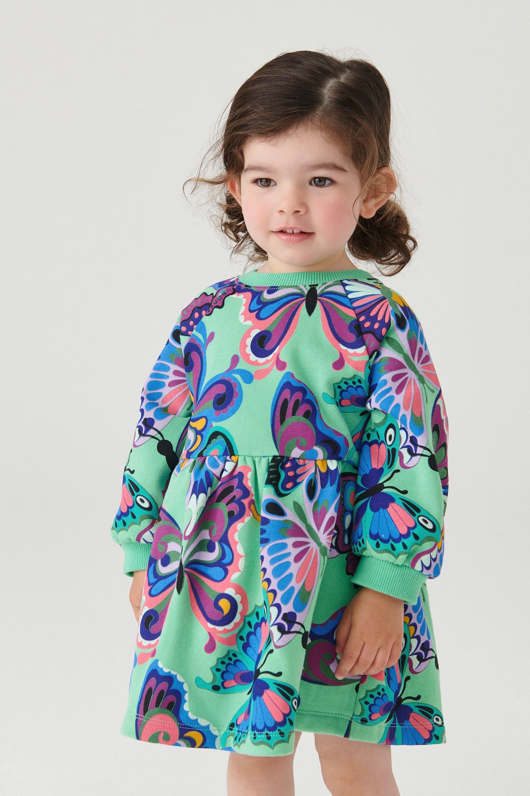 Green Butterfly Sweat Dress (3mths-7yrs)