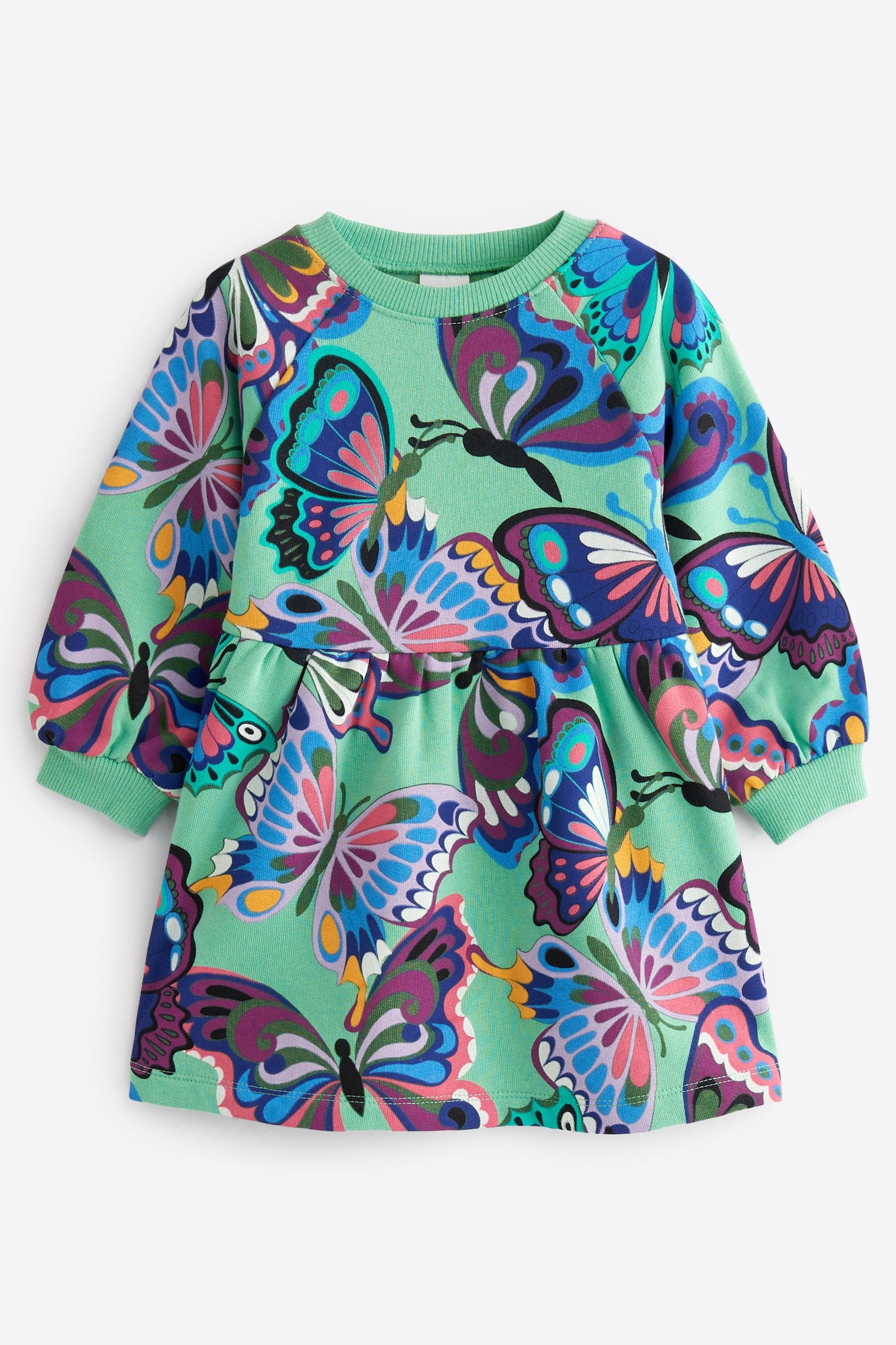 Green Butterfly Sweat Dress (3mths-7yrs)