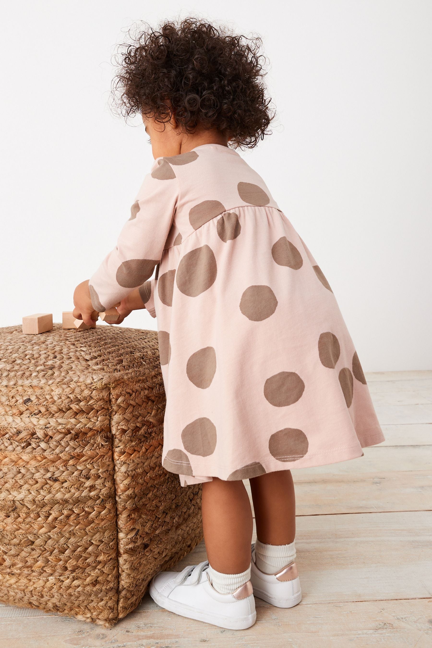 Beige Bunny Character Long Sleeve Jersey Dress (3mths-7yrs)