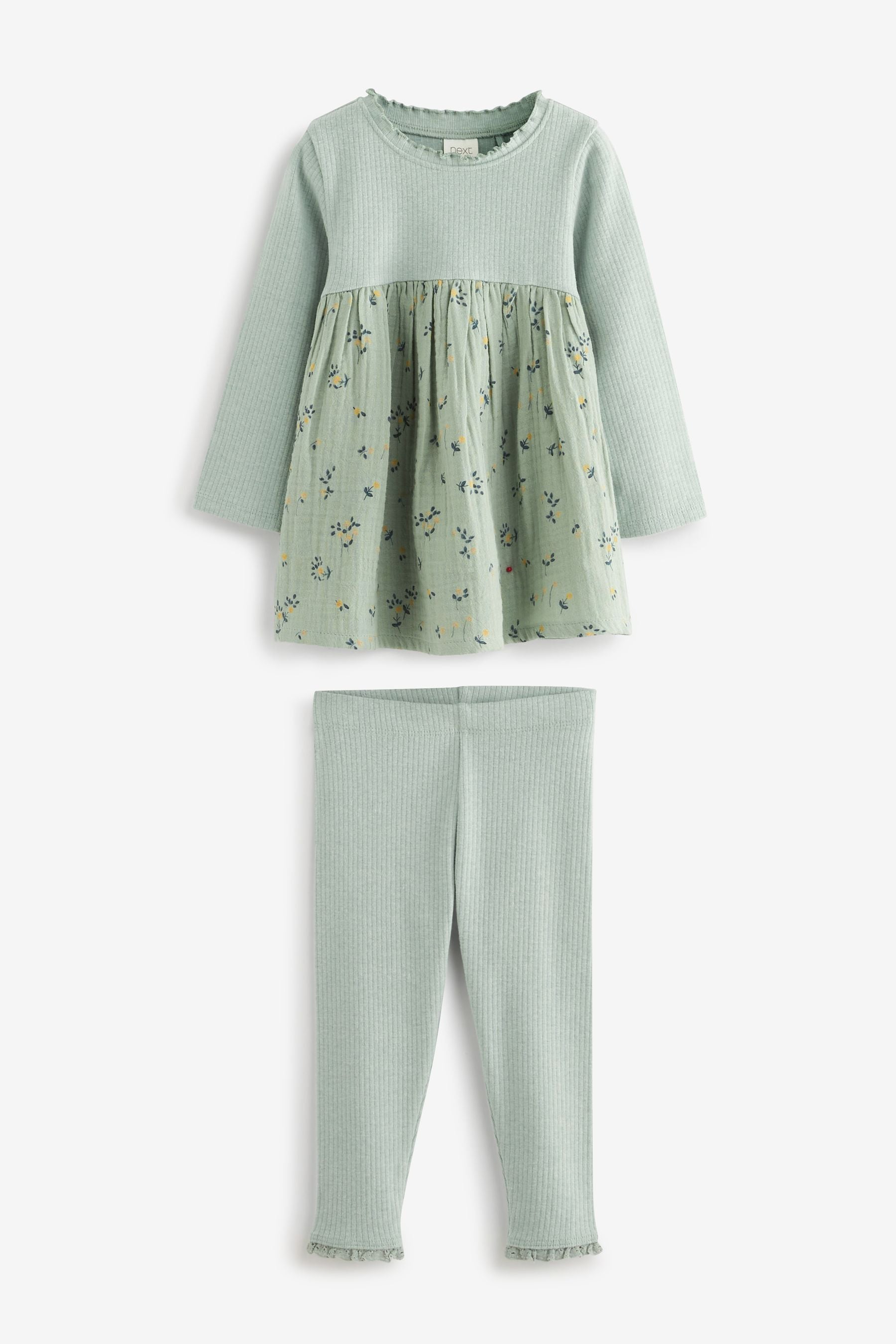 Teal Green Rib Jersey Dress & Leggings Set (3mths-7yrs)