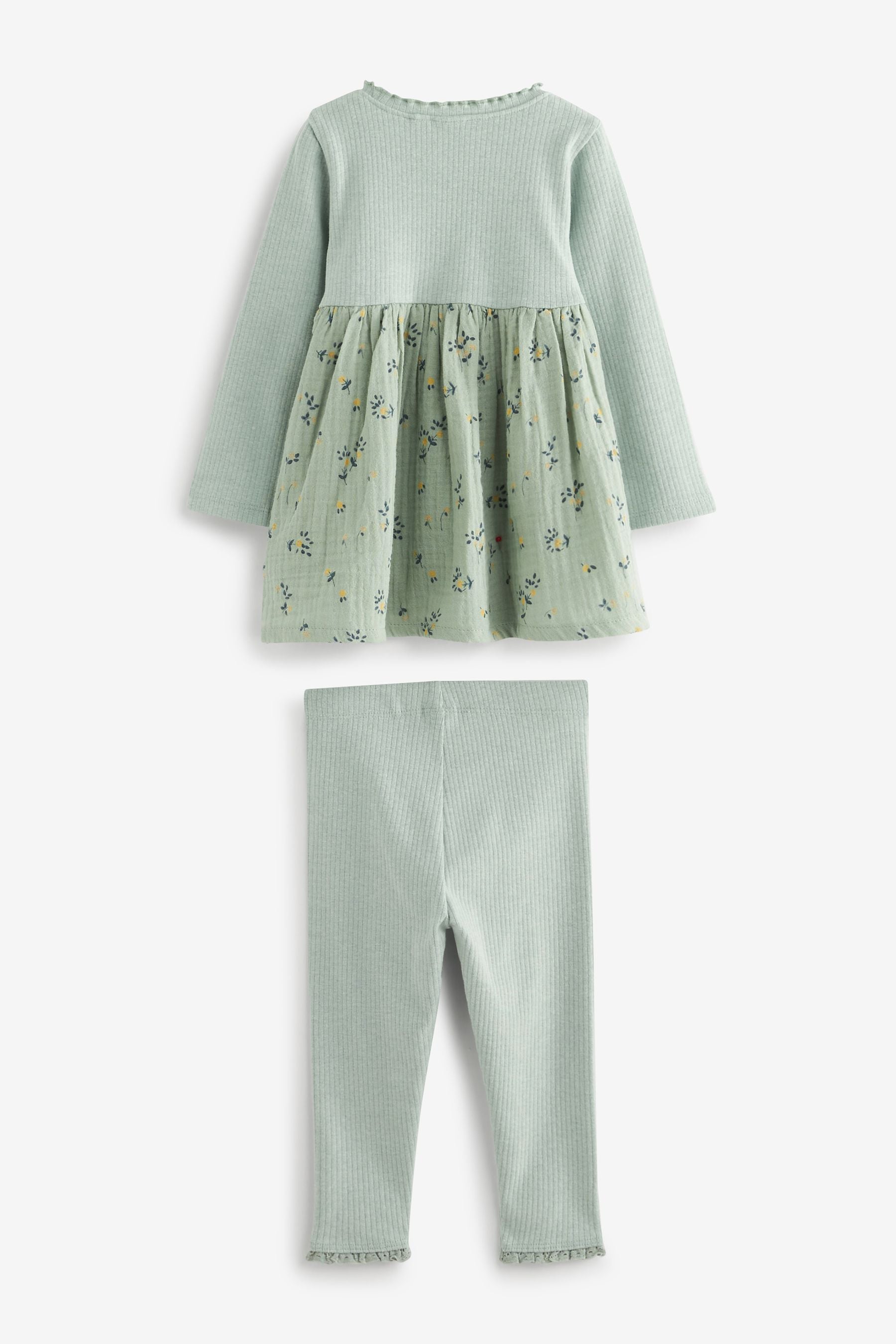 Teal Green Rib Jersey Dress & Leggings Set (3mths-7yrs)