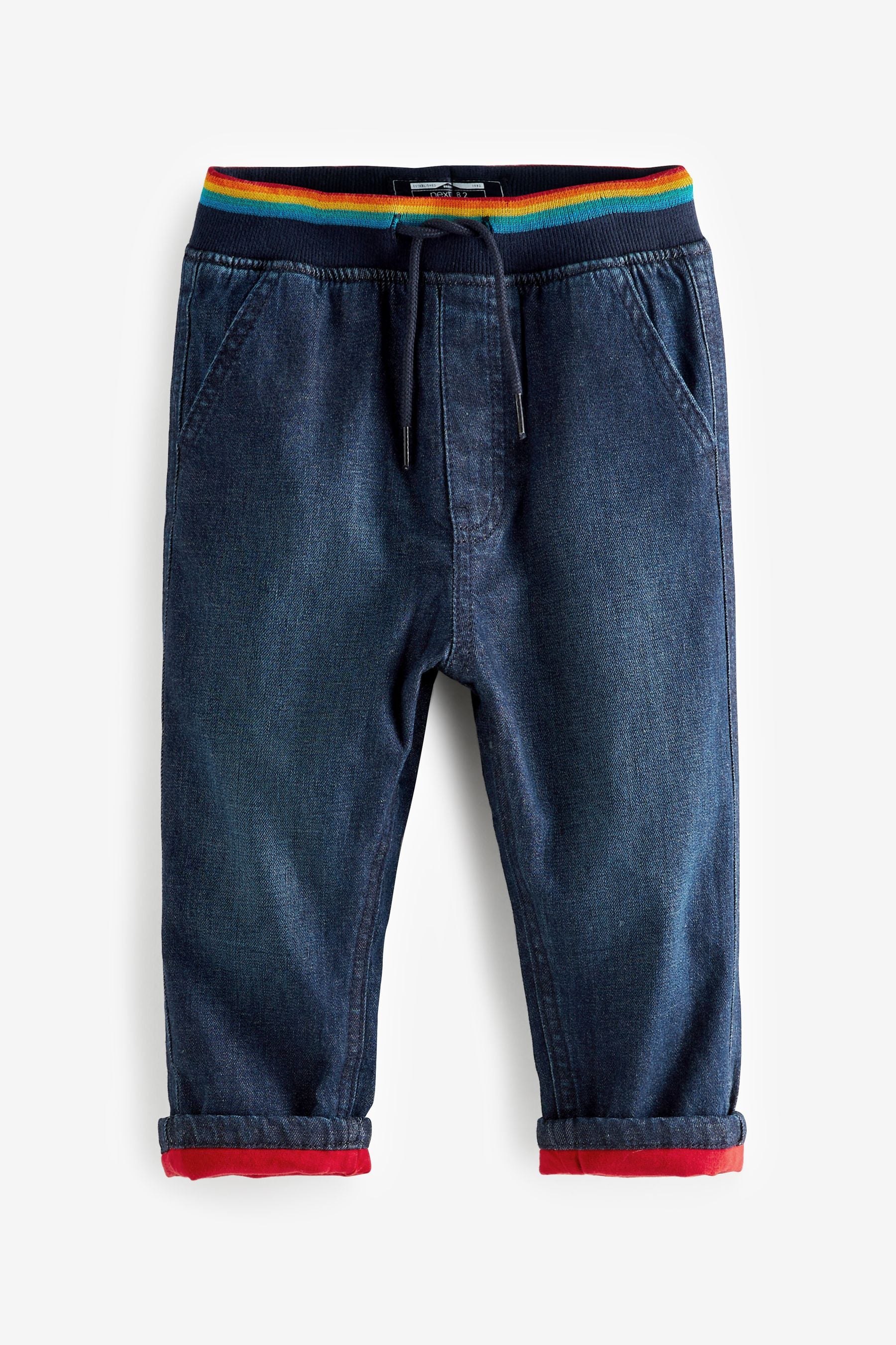 Blue Denim Rib Waist Lined Pull On Jeans (3mths-7yrs)