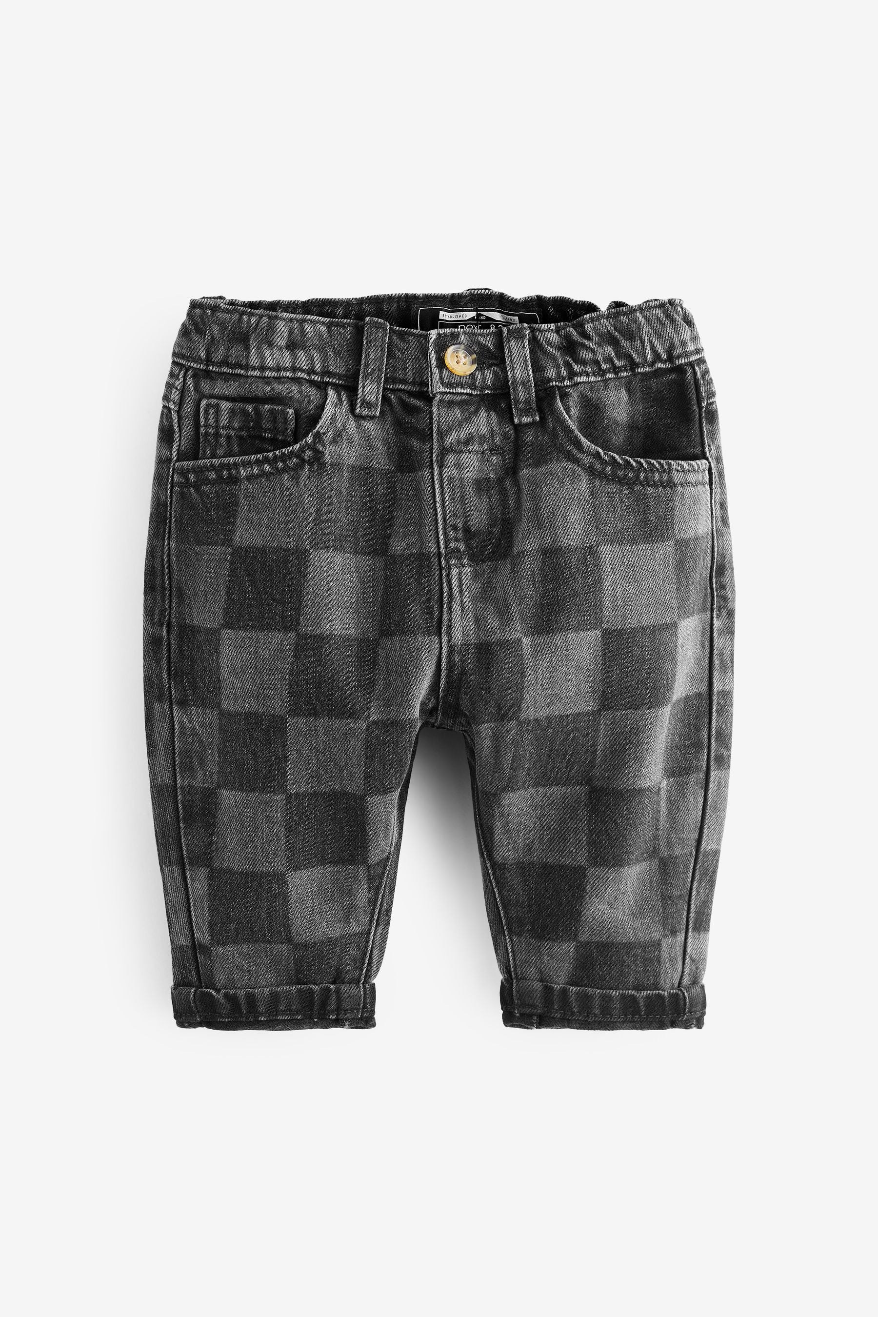 Black Denim Checkerboard Jeans (3mths-7yrs)