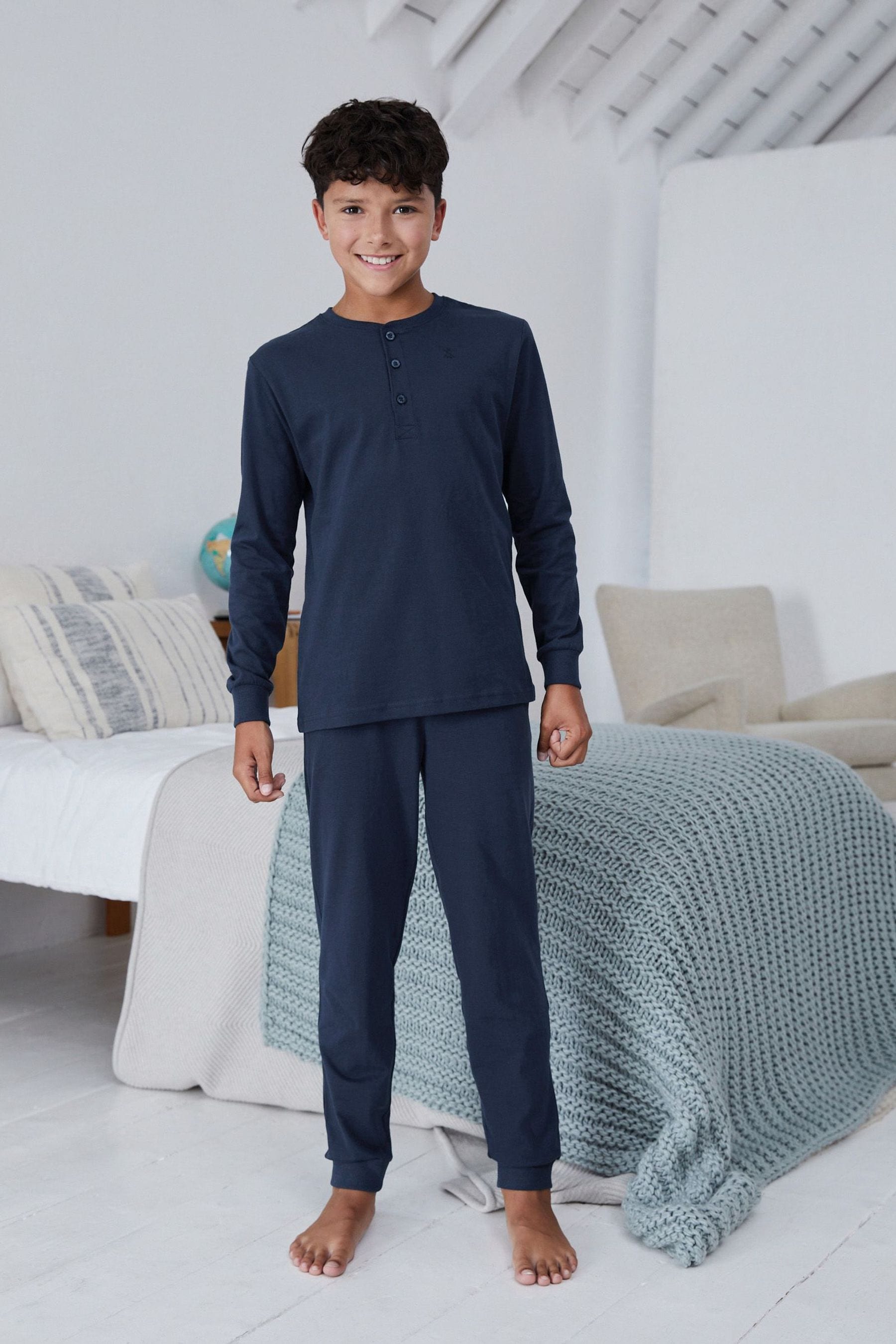 Navy Blue/Grey 2 Pack Pyjamas (3-16yrs)