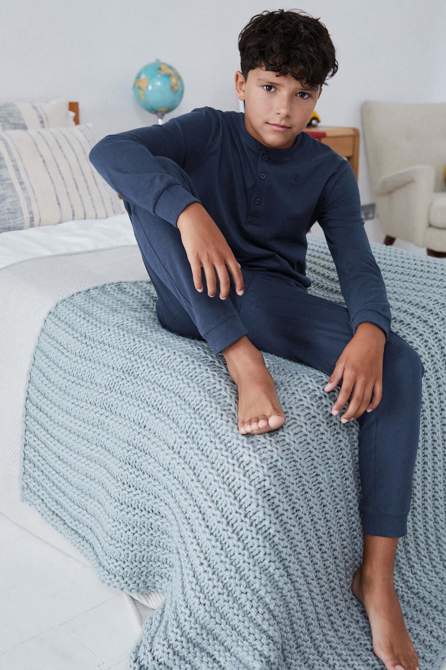 Navy Blue/Grey 2 Pack Pyjamas (3-16yrs)