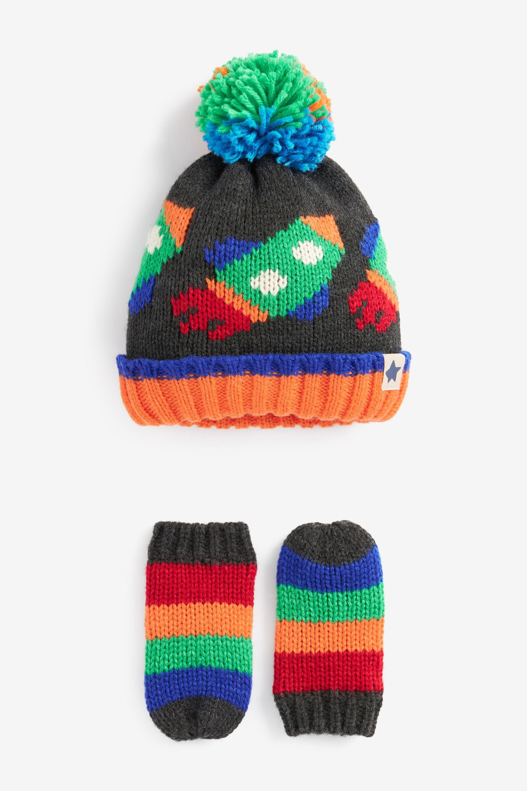 Orange Rocket Hat And Mittens Set (3mths-10yrs)