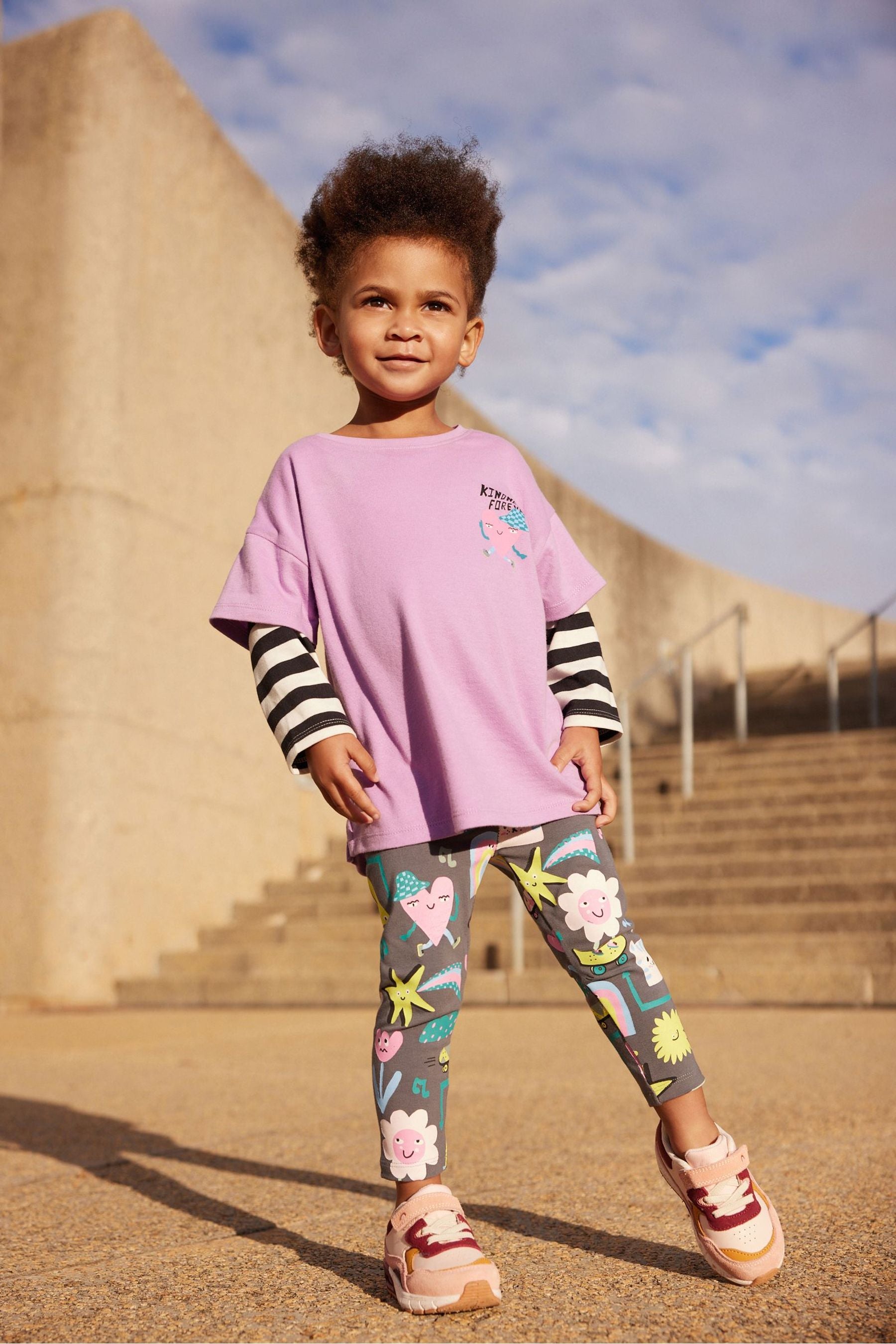 Purple Oversized Mock Sleeve Cotton T-Shirt (3mths-7yrs)