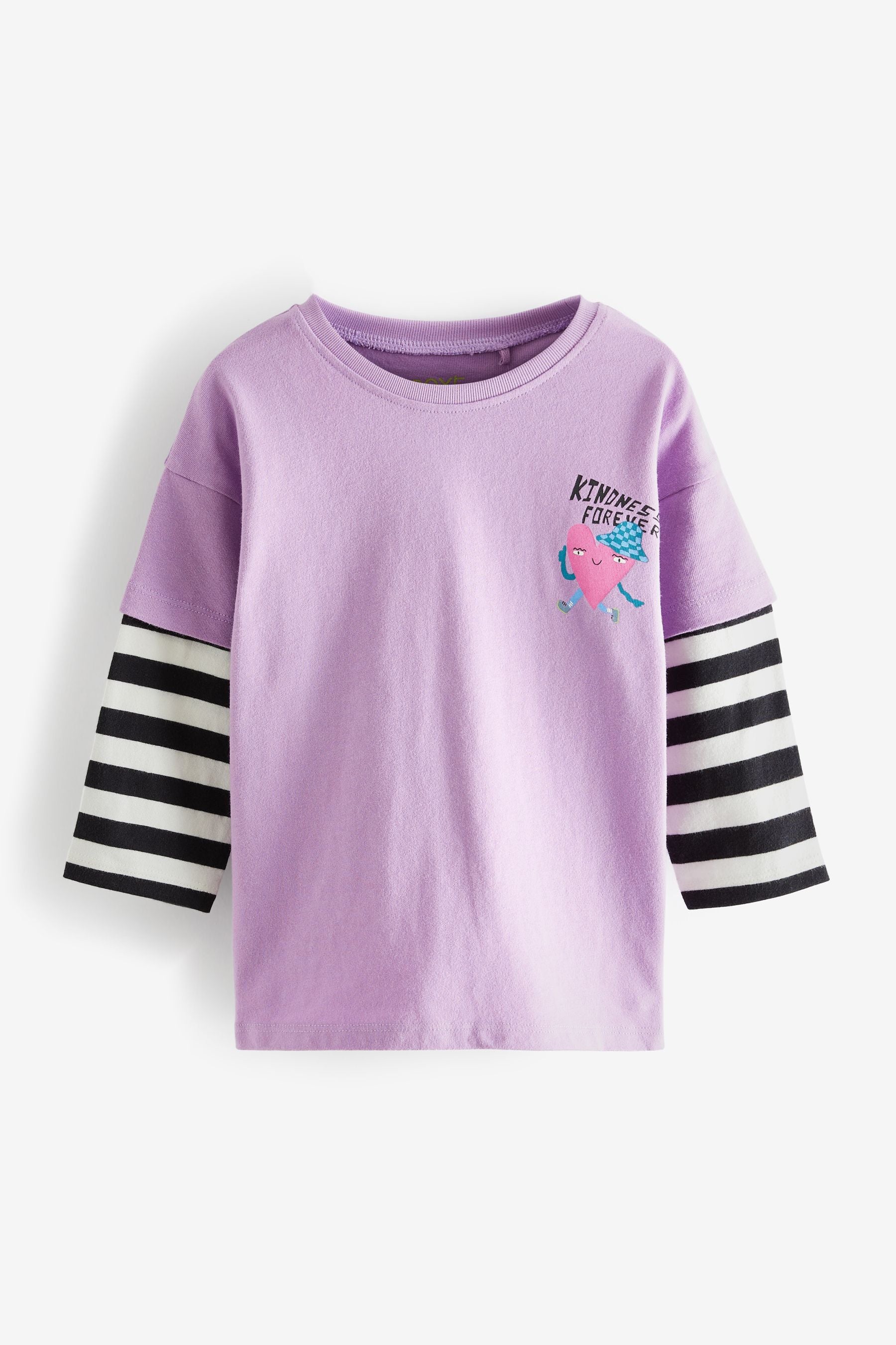 Purple Oversized Mock Sleeve Cotton T-Shirt (3mths-7yrs)