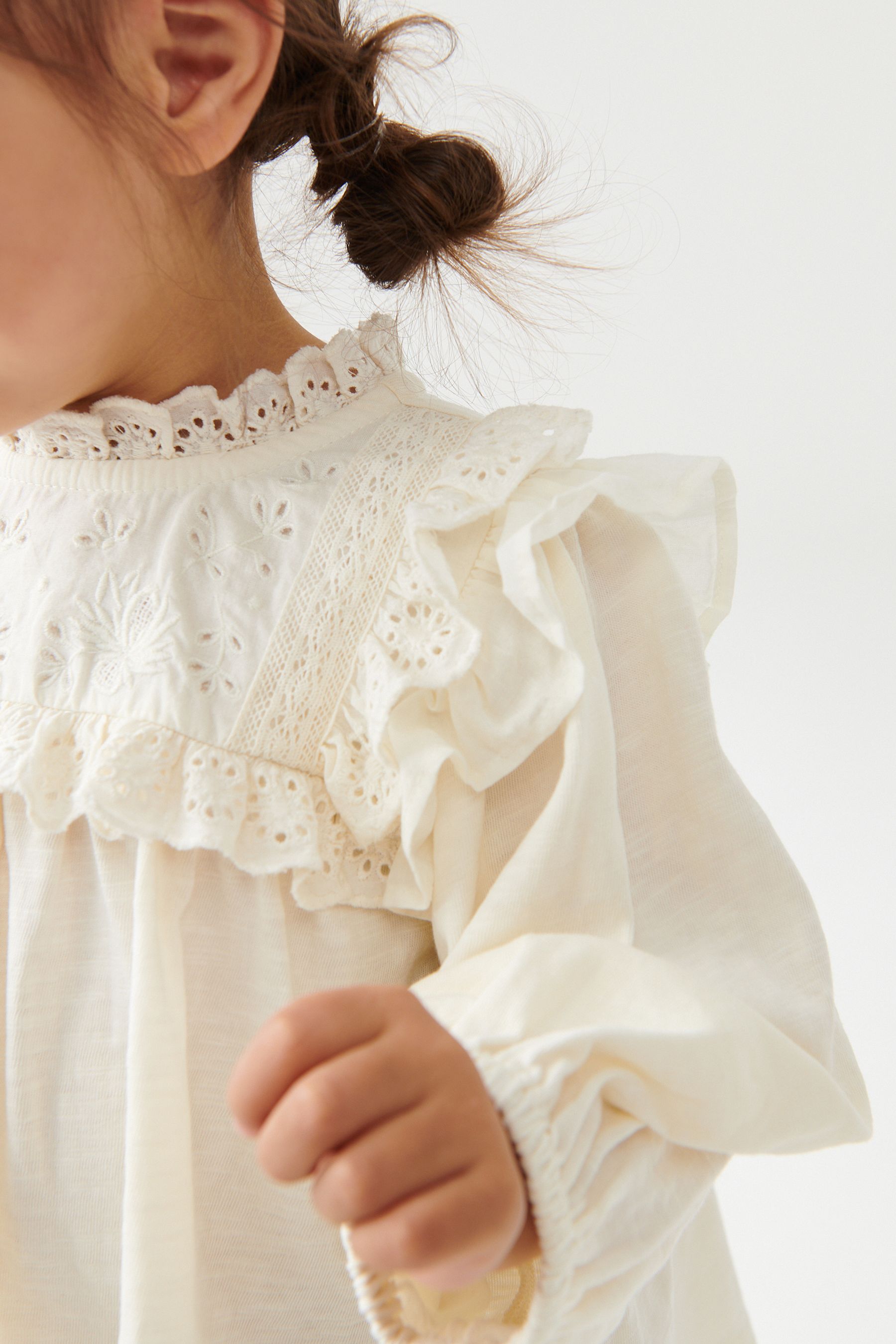 Cream Lace Trim Cotton Blouse (3mths-7yrs)