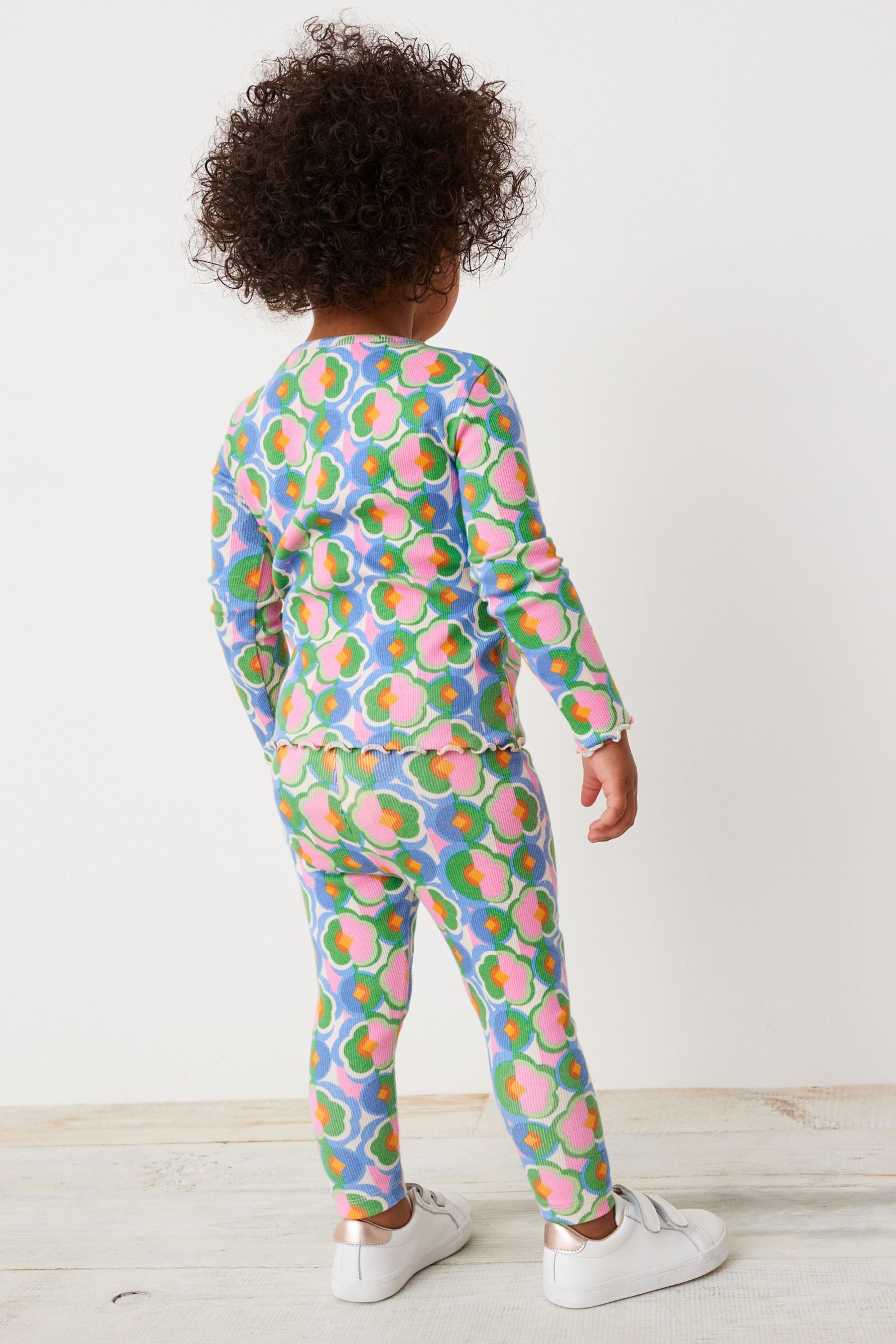 Blue/Green Geo Floral Rib Jersey Leggings (3mths-7yrs)