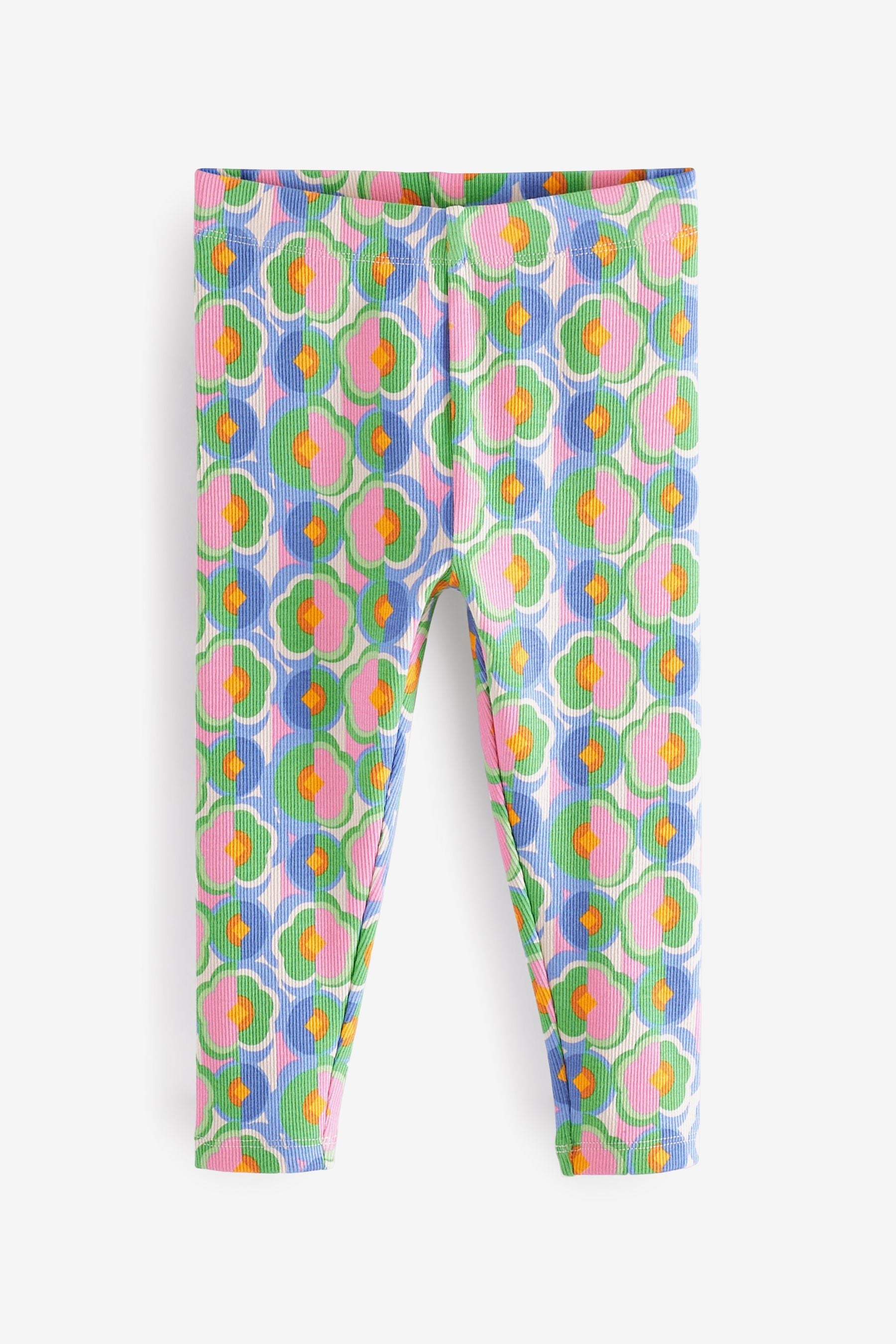 Blue/Green Geo Floral Rib Jersey Leggings (3mths-7yrs)