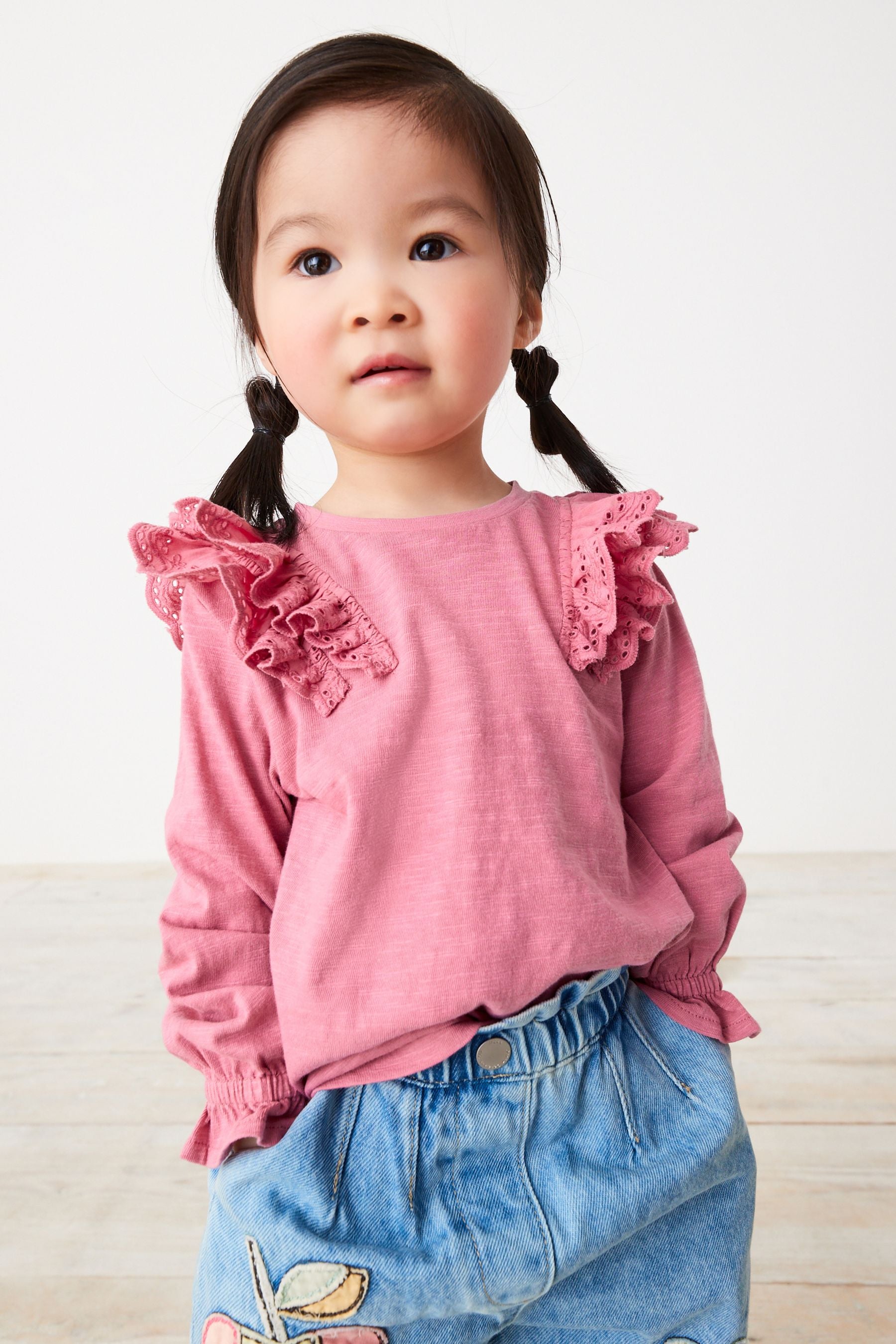 Mid Pink Broderie Frill Blouse (3mths-7yrs)