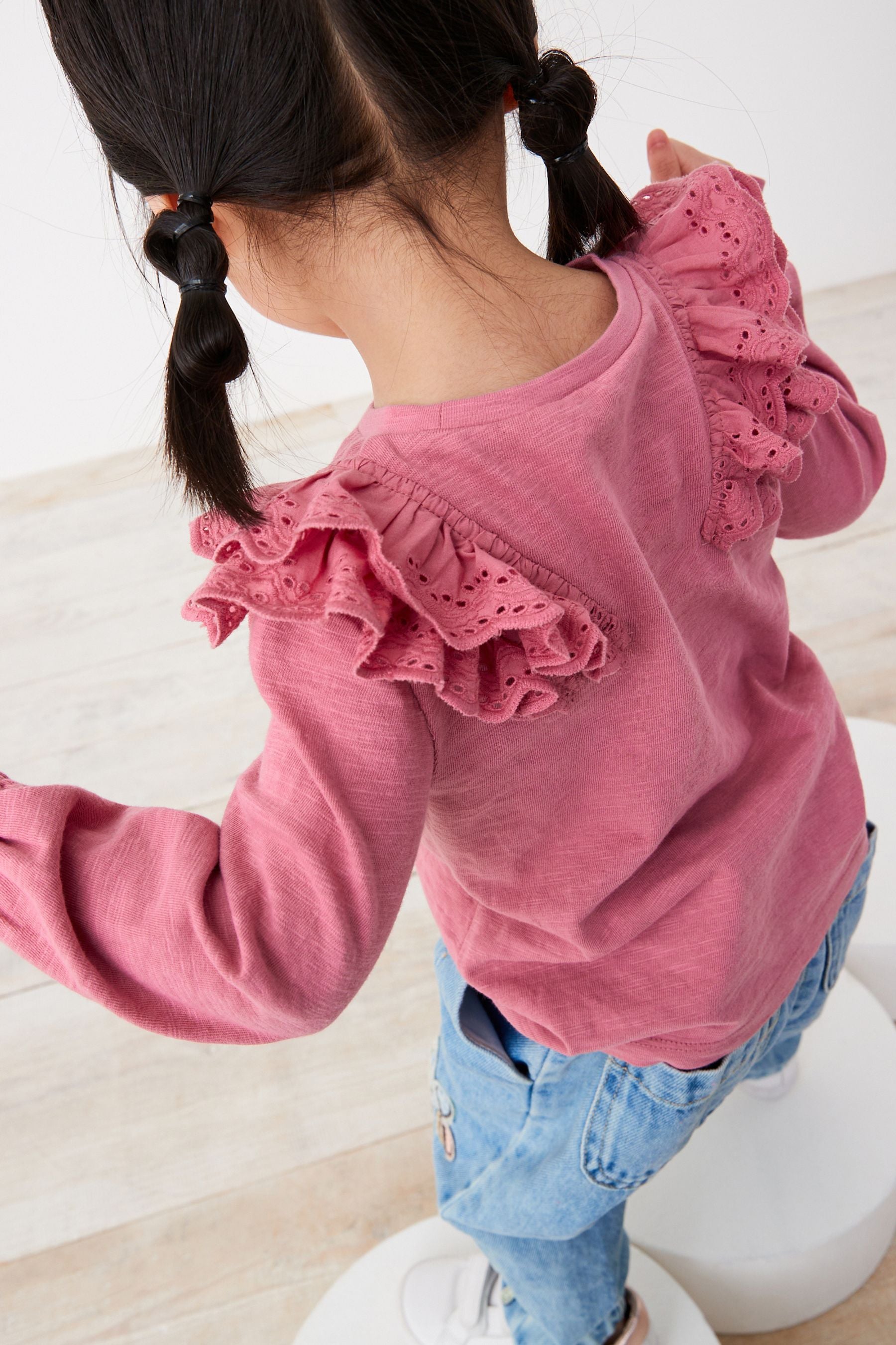 Mid Pink Broderie Frill Blouse (3mths-7yrs)