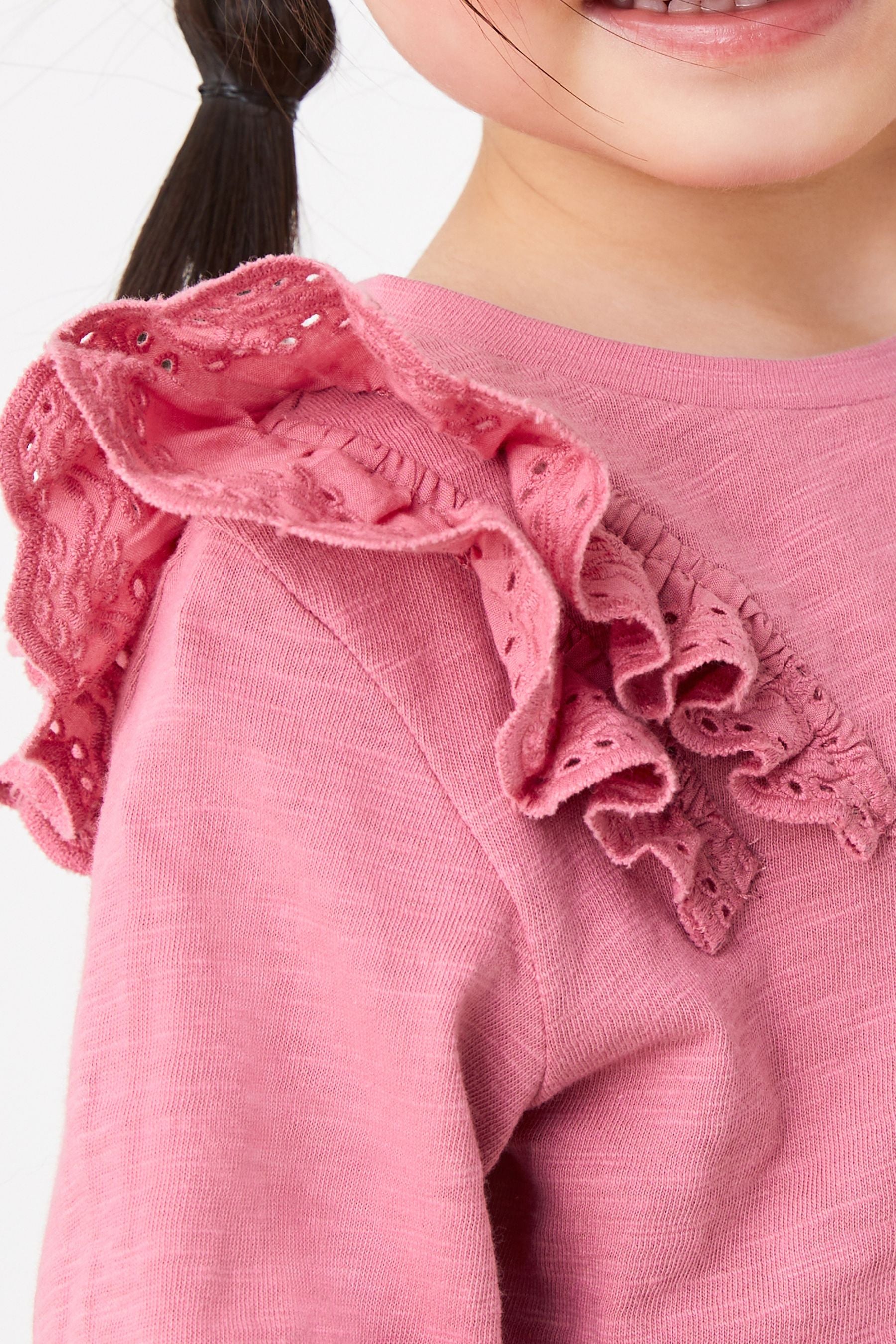 Mid Pink Broderie Frill Blouse (3mths-7yrs)