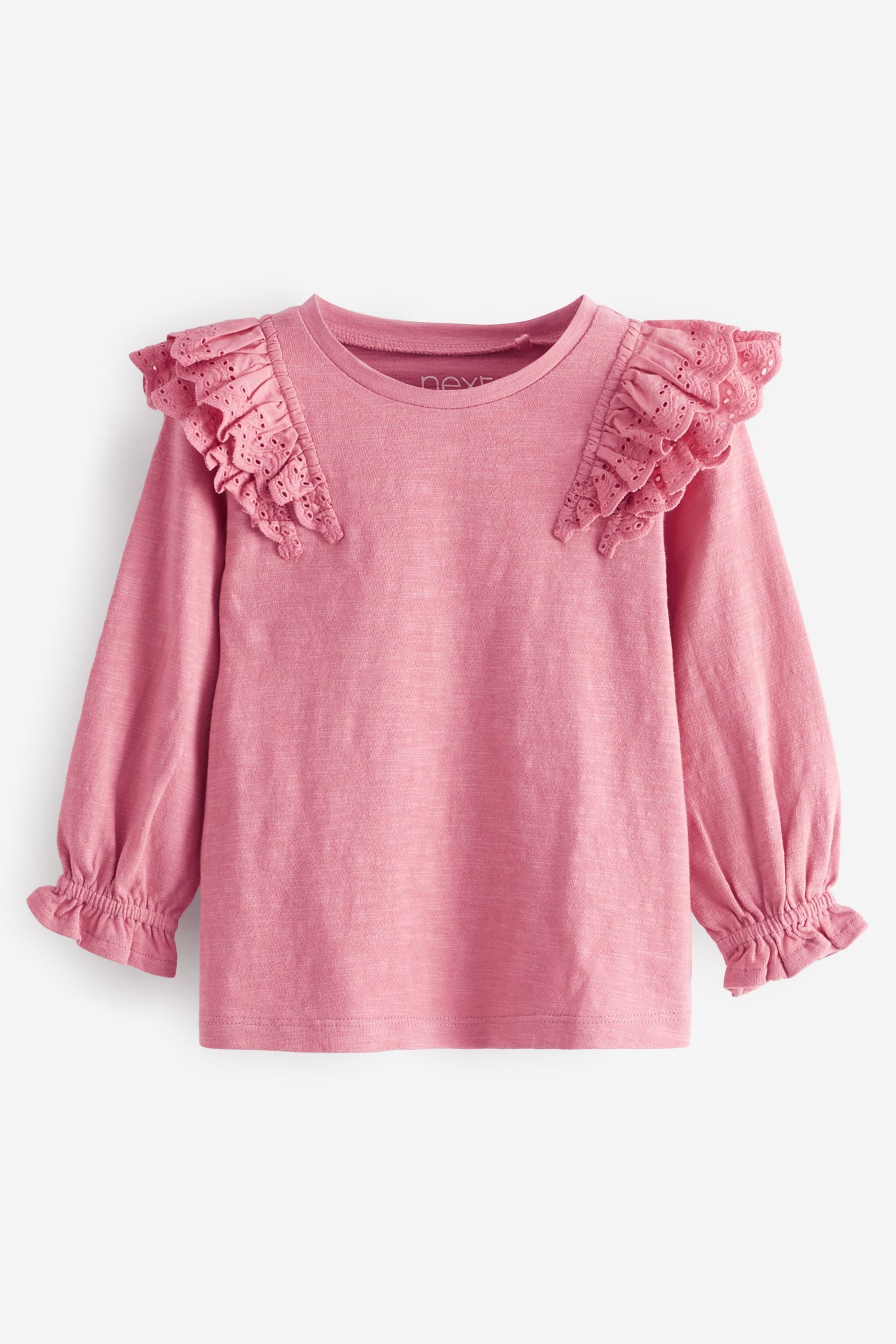 Mid Pink Broderie Frill Blouse (3mths-7yrs)