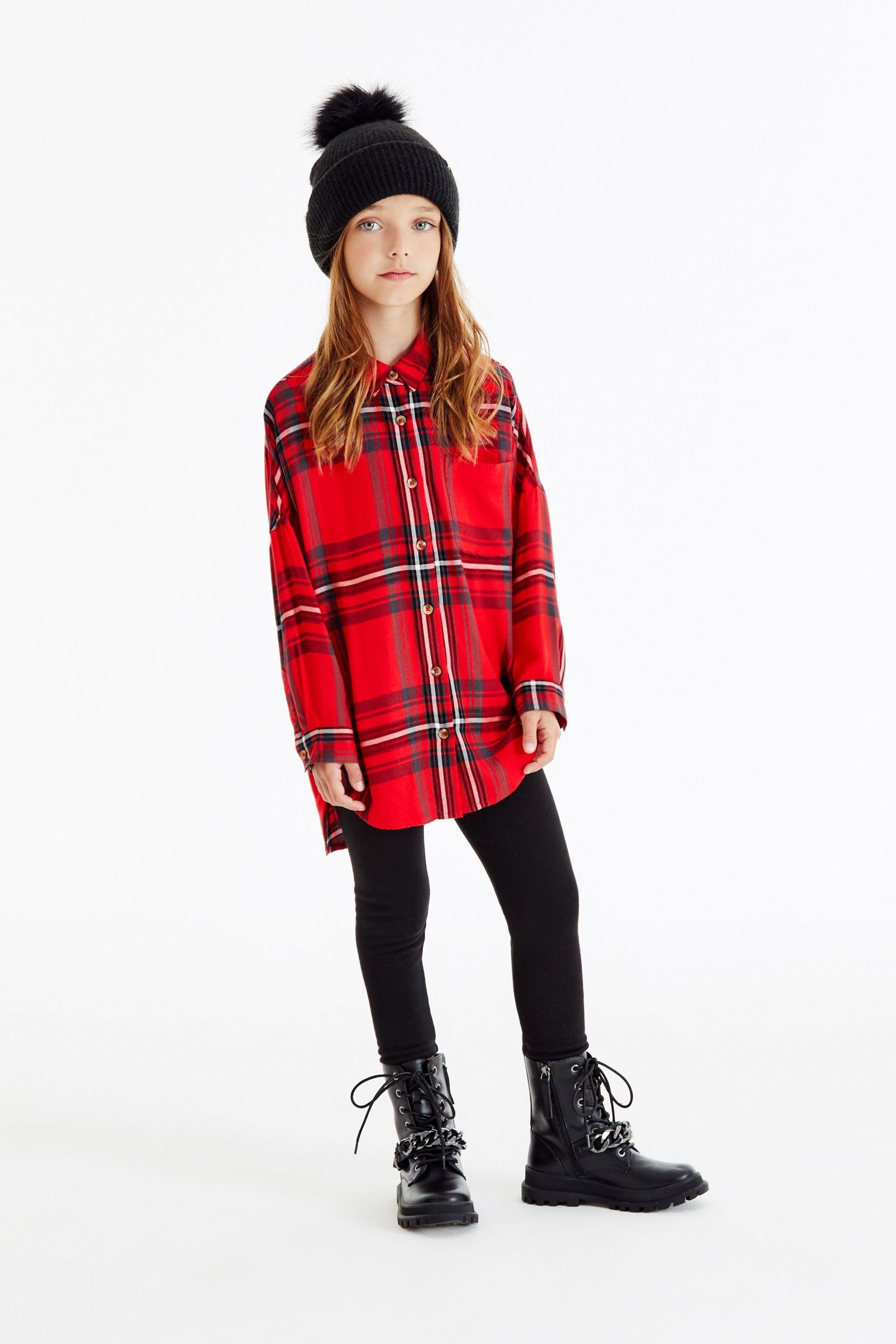 Red Check Shirt And Leggings Set (3-16yrs)