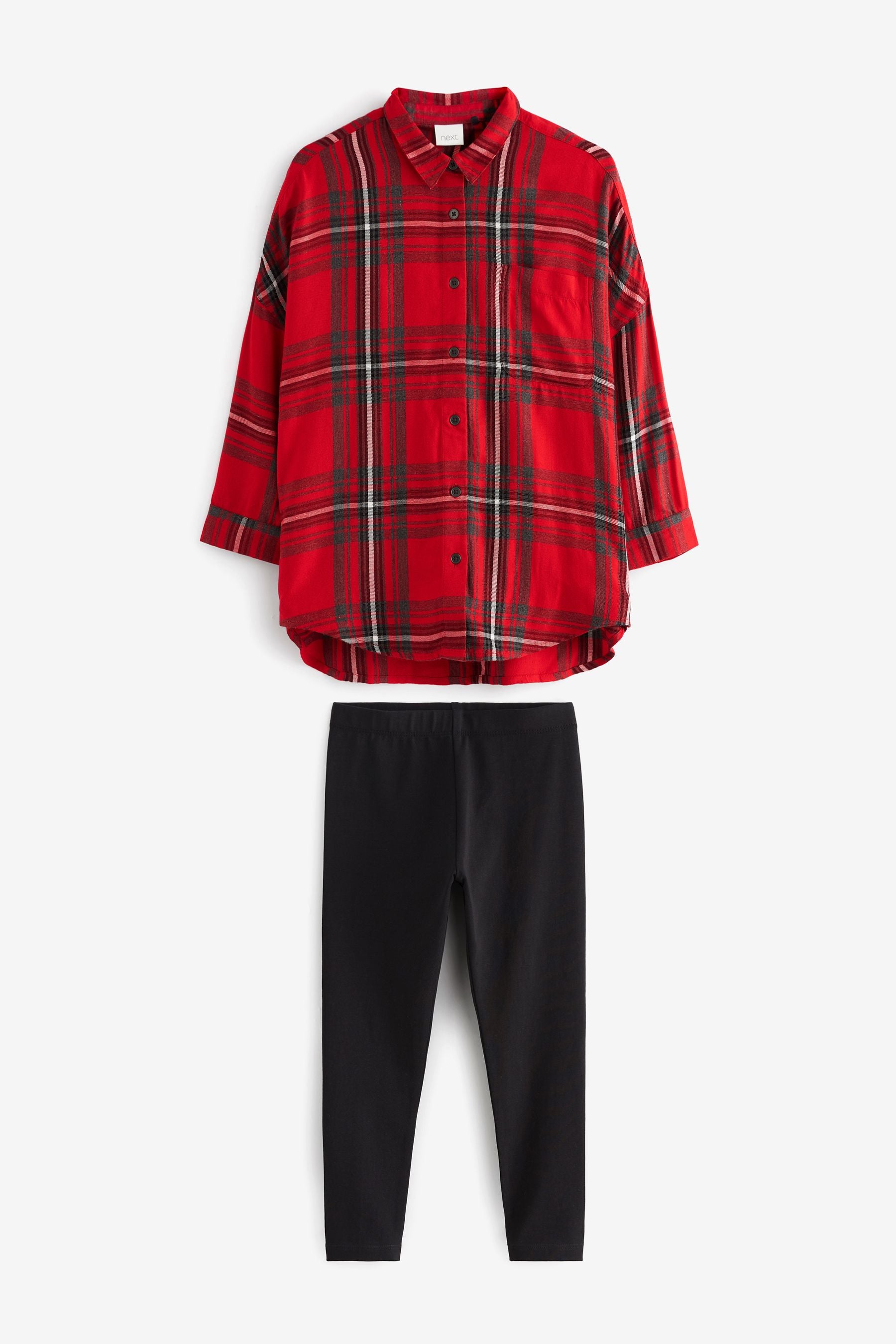 Red Check Shirt And Leggings Set (3-16yrs)