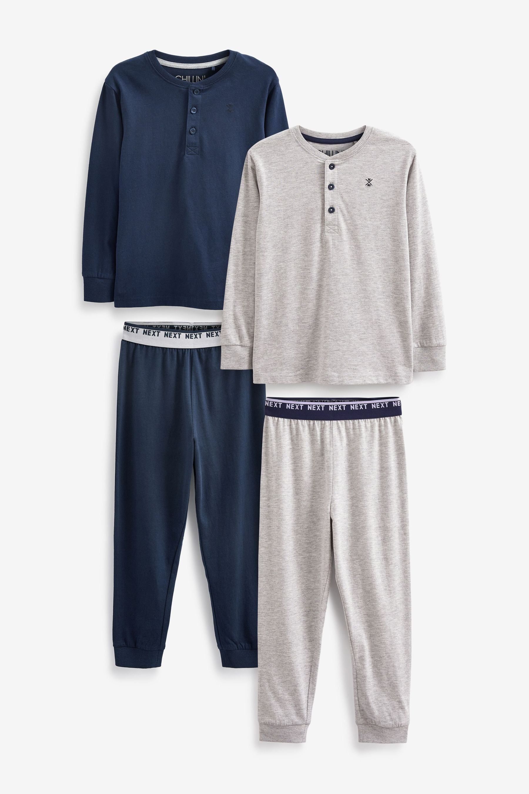 Navy Blue/Grey 2 Pack Pyjamas (3-16yrs)