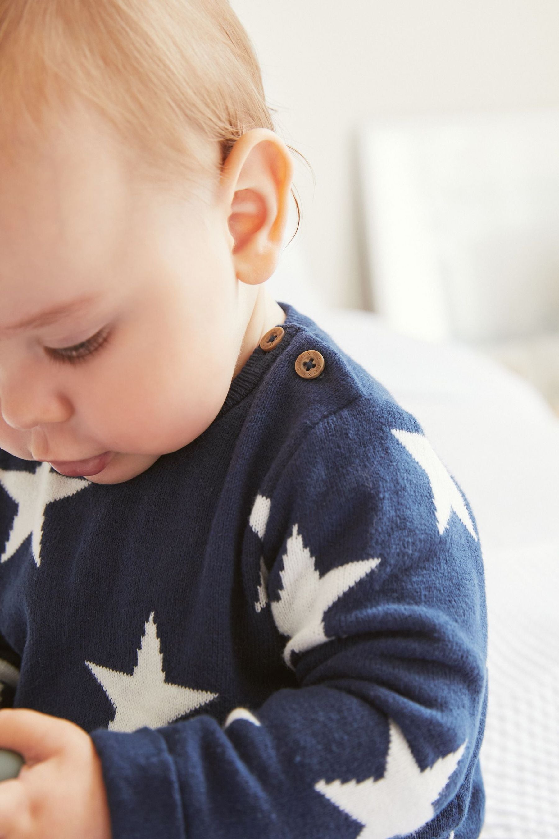 Navy Blue/White Star 2 Piece Baby Knit Set (0mths-2yrs)