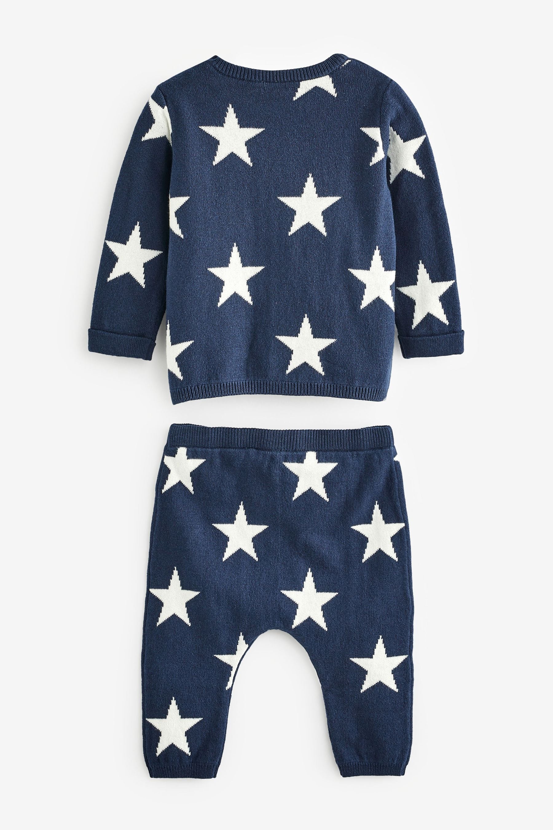 Navy Blue/White Star 2 Piece Baby Knit Set (0mths-2yrs)