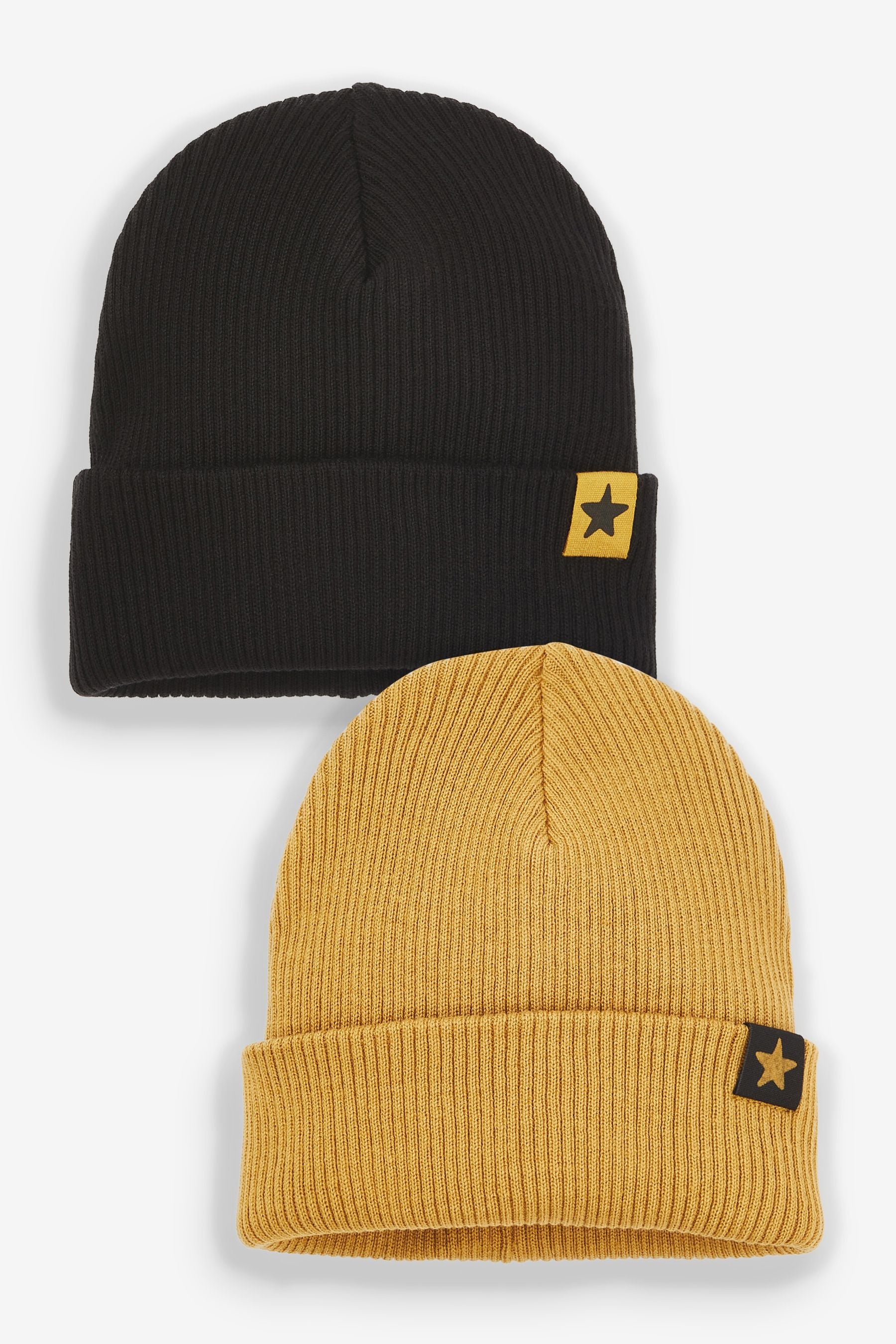 Yellow/Black Beanies Two Pack (3mths-10yrs)