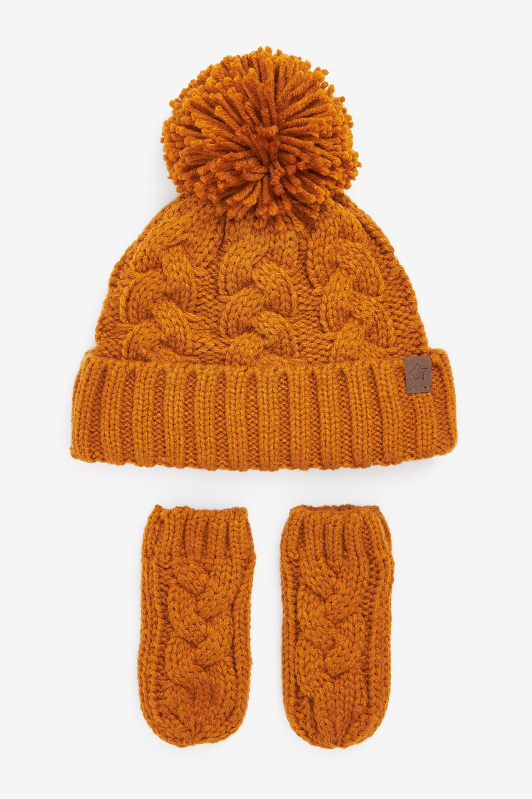 Ochre Yellow Hat And Mittens Set (3mths-6yrs)