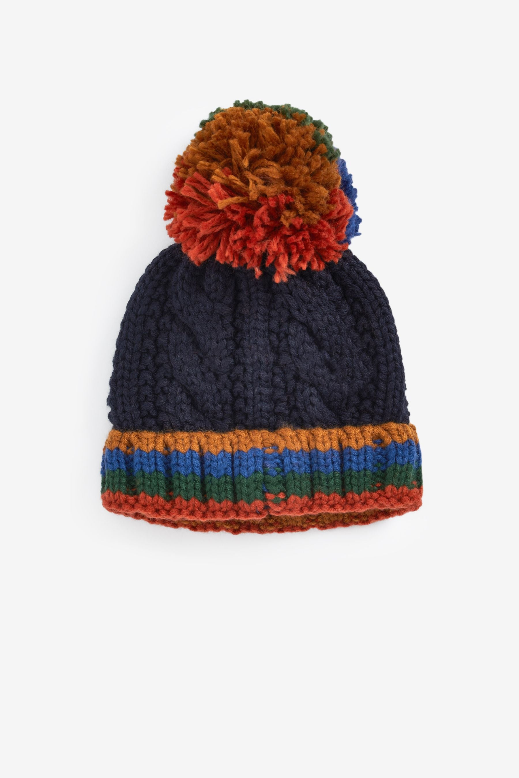 Navy Blue Stripe Pom Hat (3mths-10yrs)