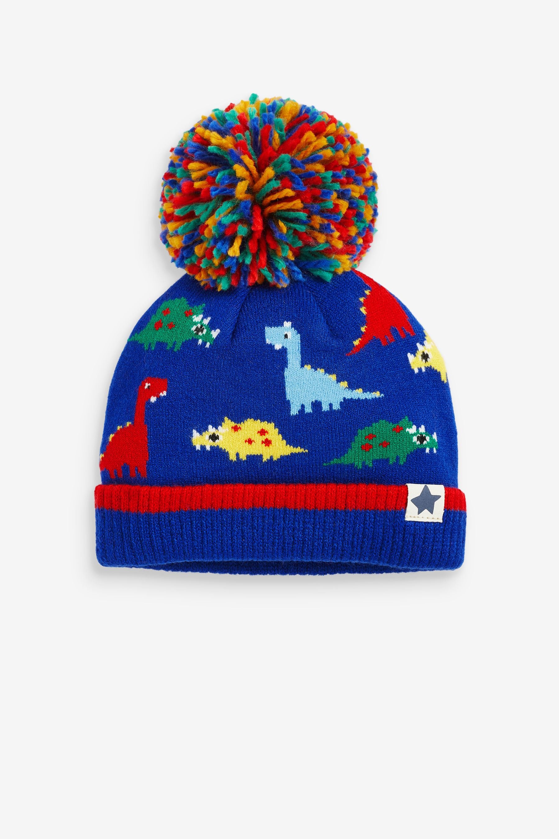 Multi Bright Dino Pom Hat (3mths-10yrs)