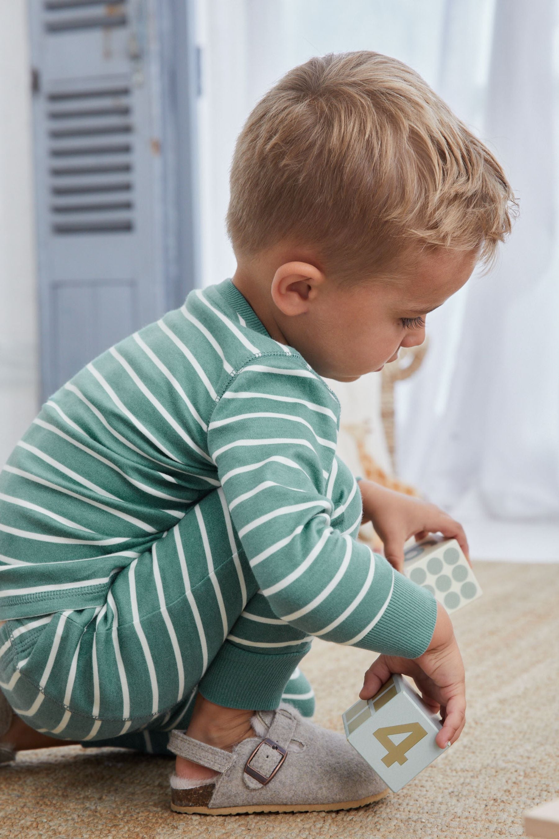 Teal Blue/White Dino 3 Pack Snuggle Pyjamas (9mths-12yrs)