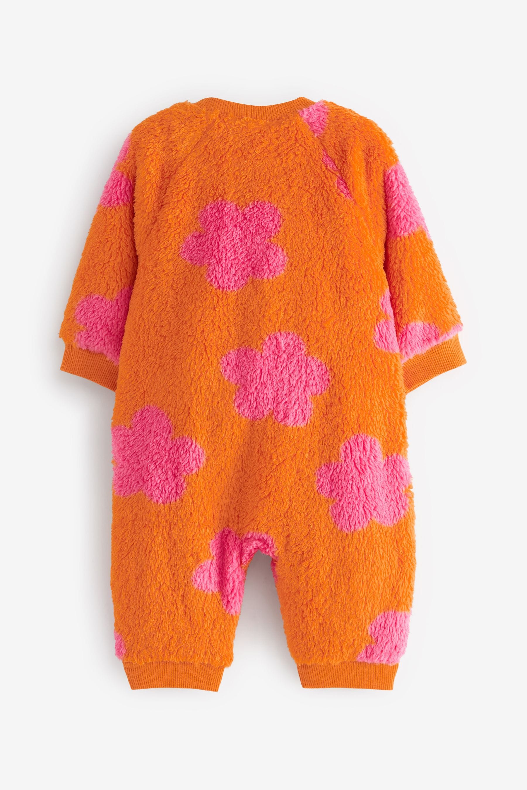 Orange/Pink Floral Baby Fleece Sleepsuit