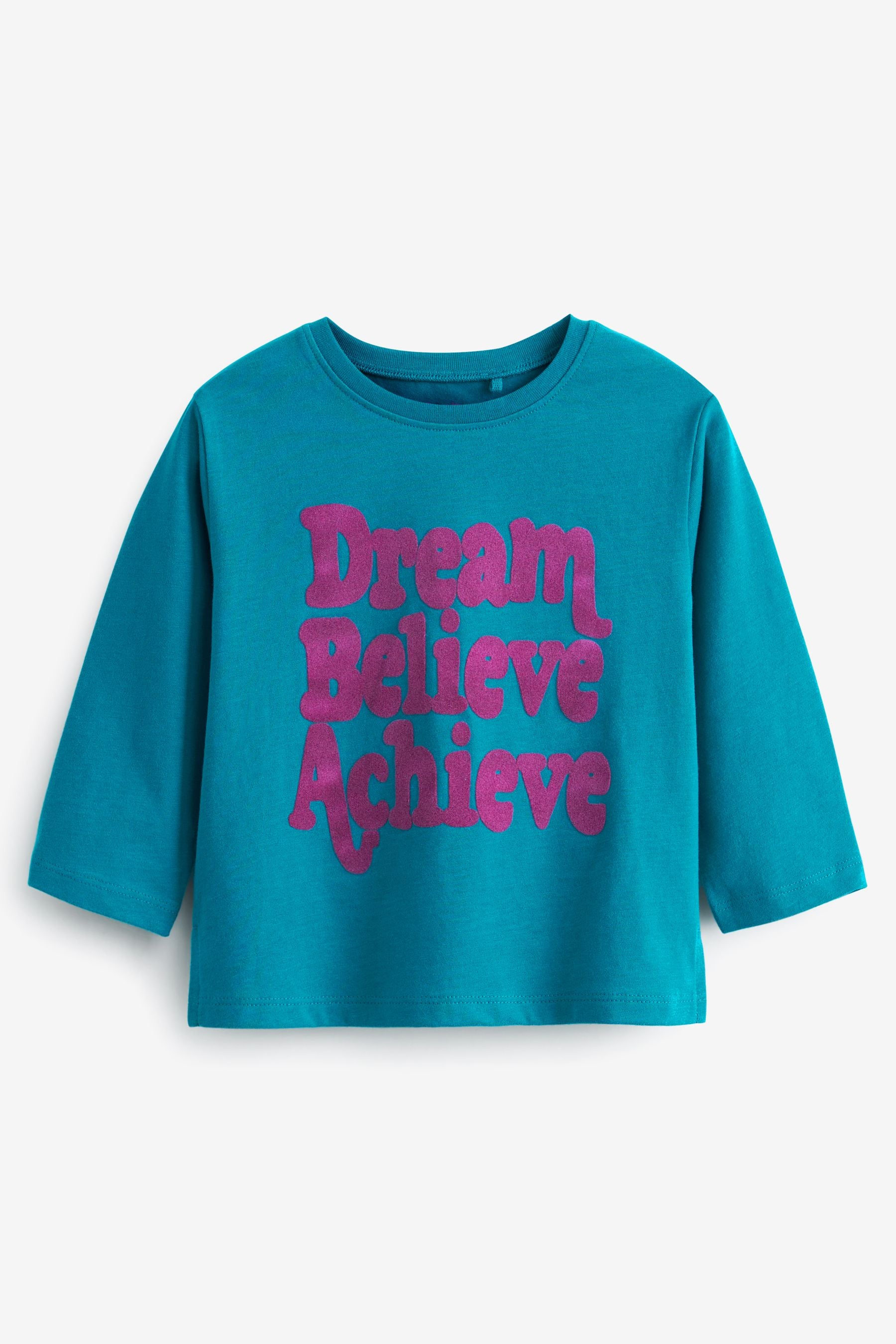 Purple Slogan Long Sleeve Cotton T-Shirt (3mths-7yrs)