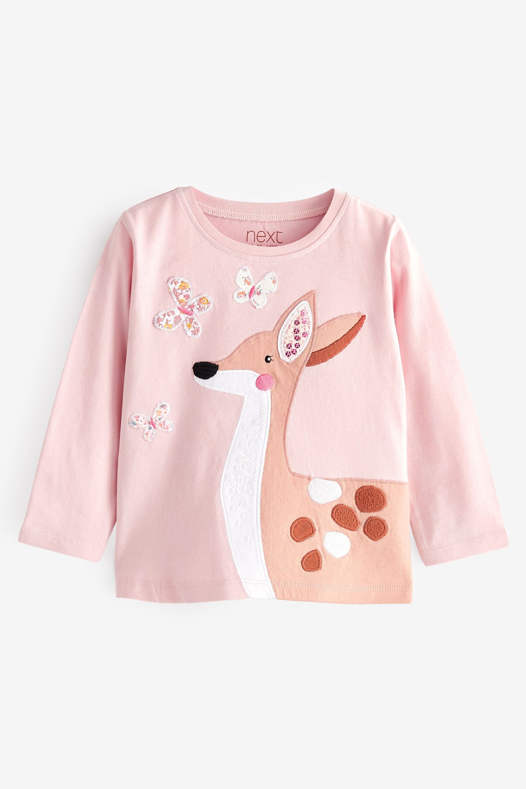 Pale Pink Long Sleeve Cotton T-Shirt (3mths-7yrs)