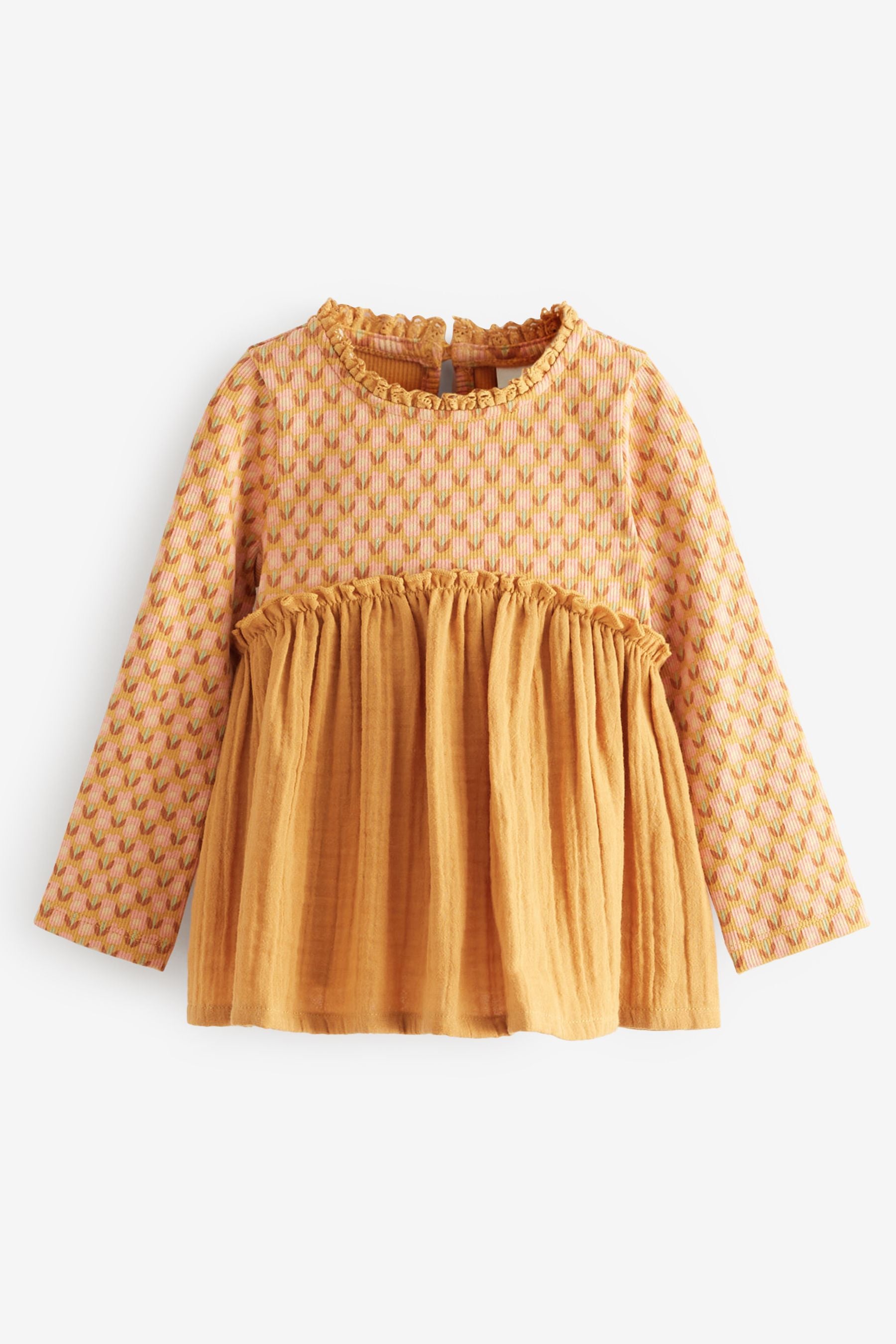 Ochre Yellow Long Sleeve Blouse (3mths-7yrs)