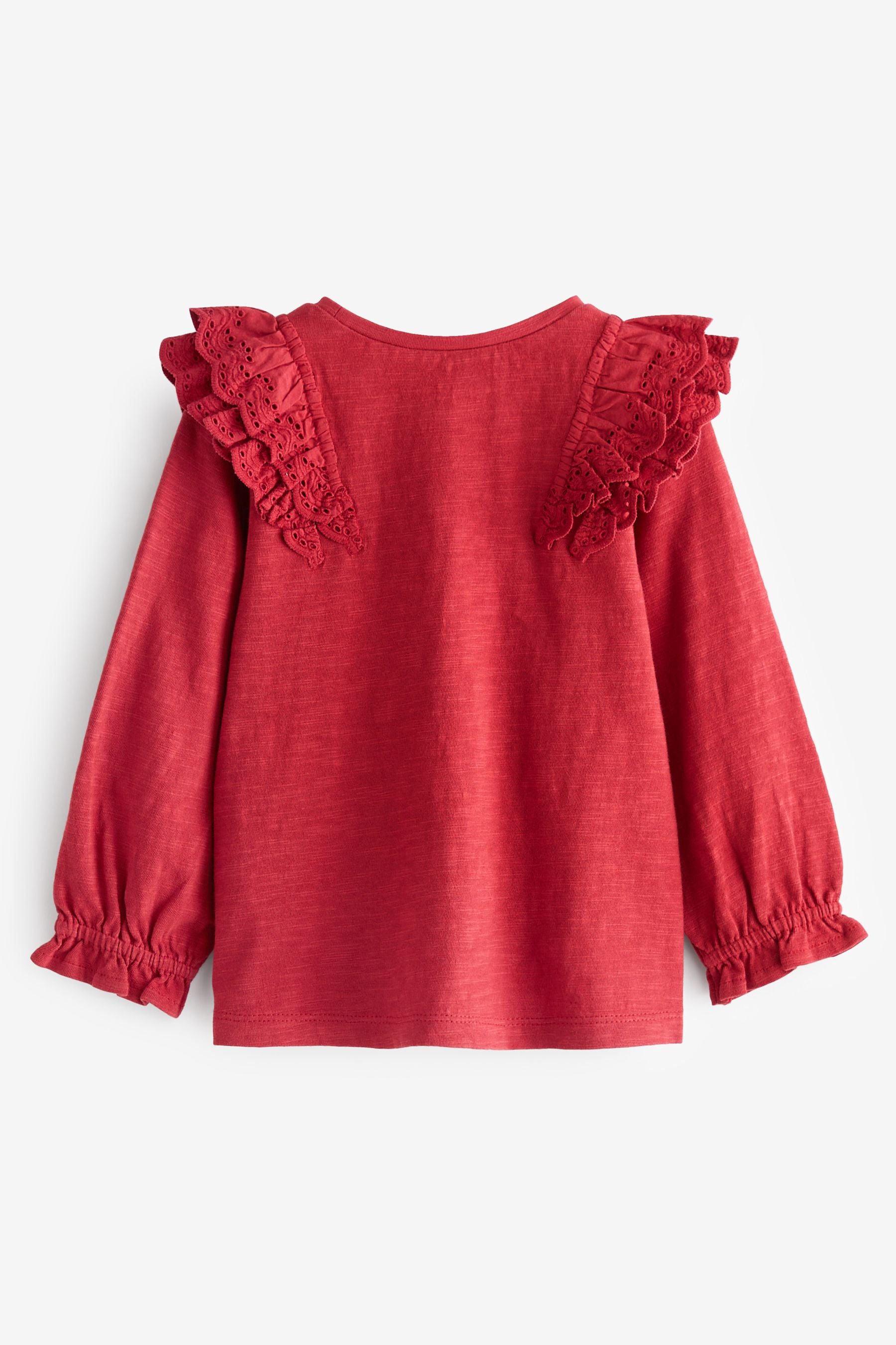 Red Broderie Frill Blouse (3mths-7yrs)