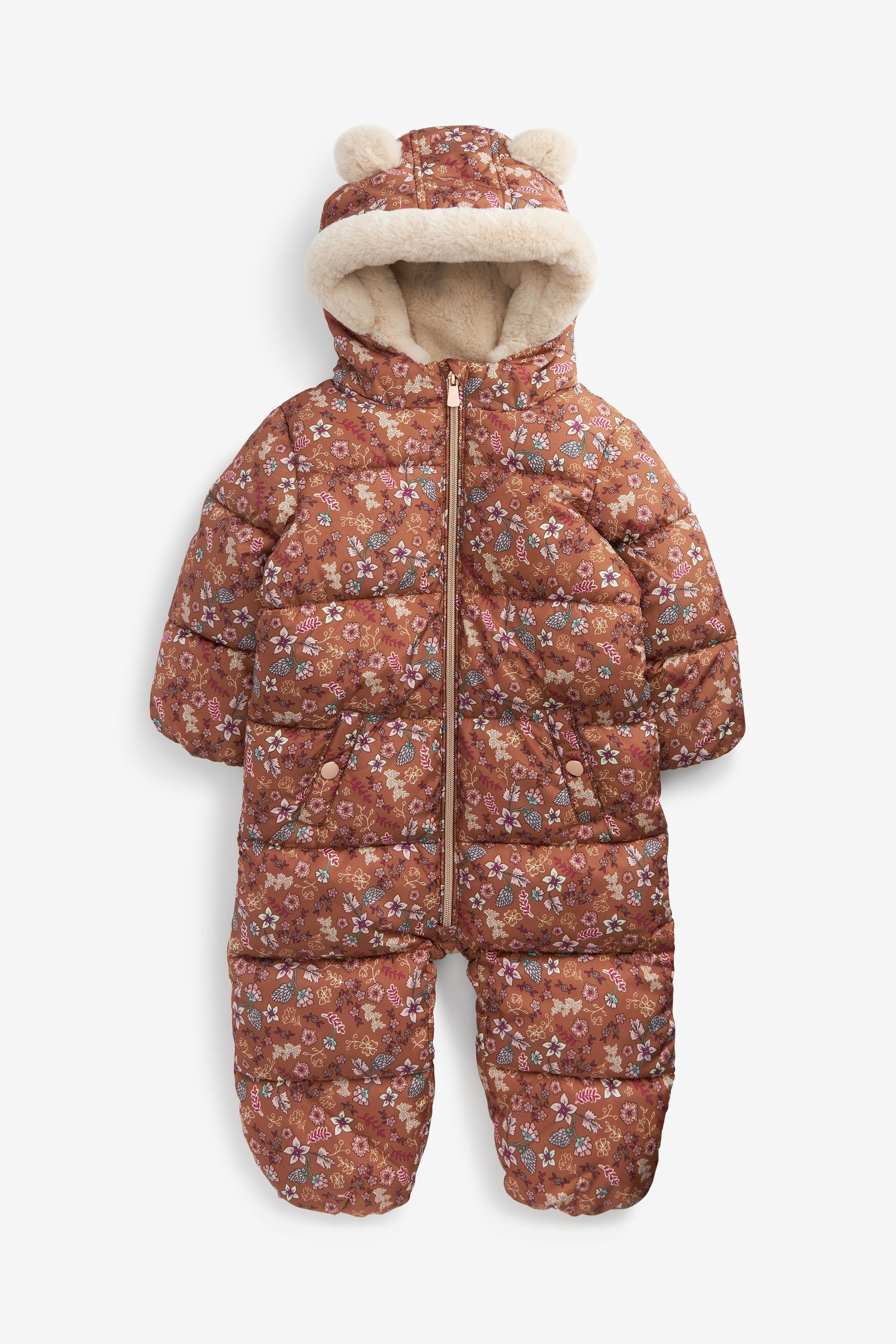 Tan Brown Paisley Print Shower Resistant Snow Suit (3mths-7yrs)